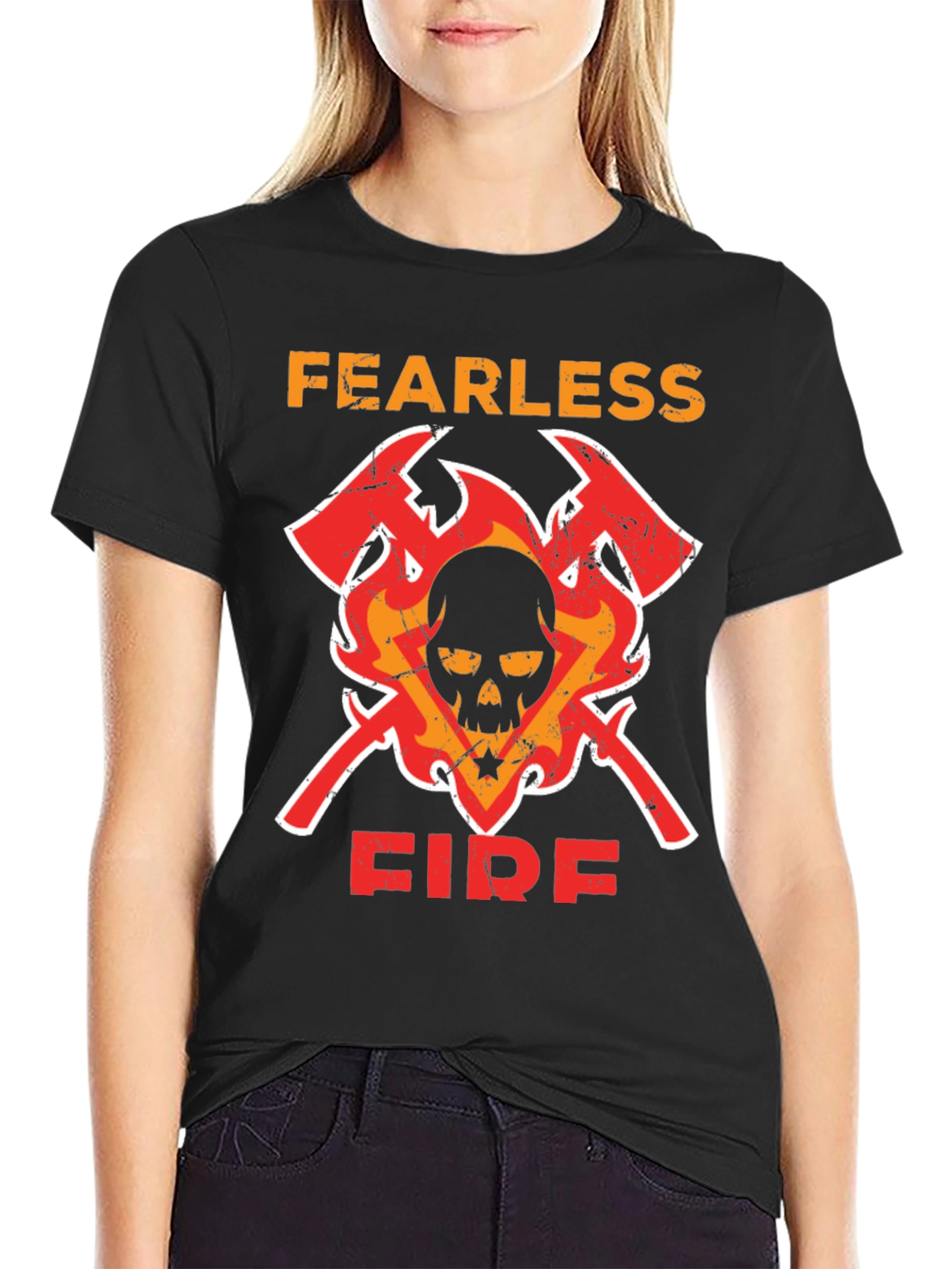 Fearless Firefighter Skull Graphic Tee