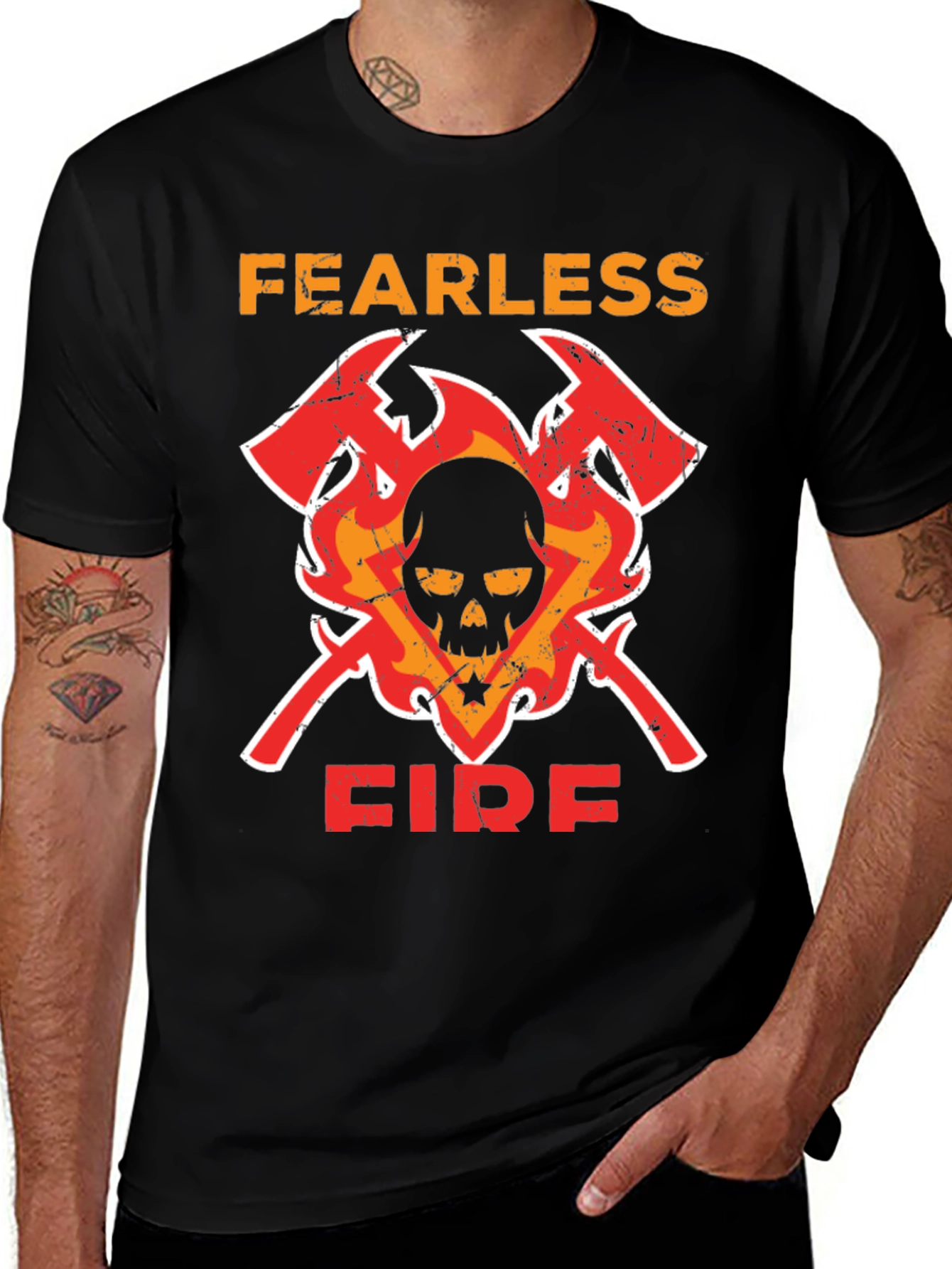 Fearless Firefighter Skull Graphic Tee