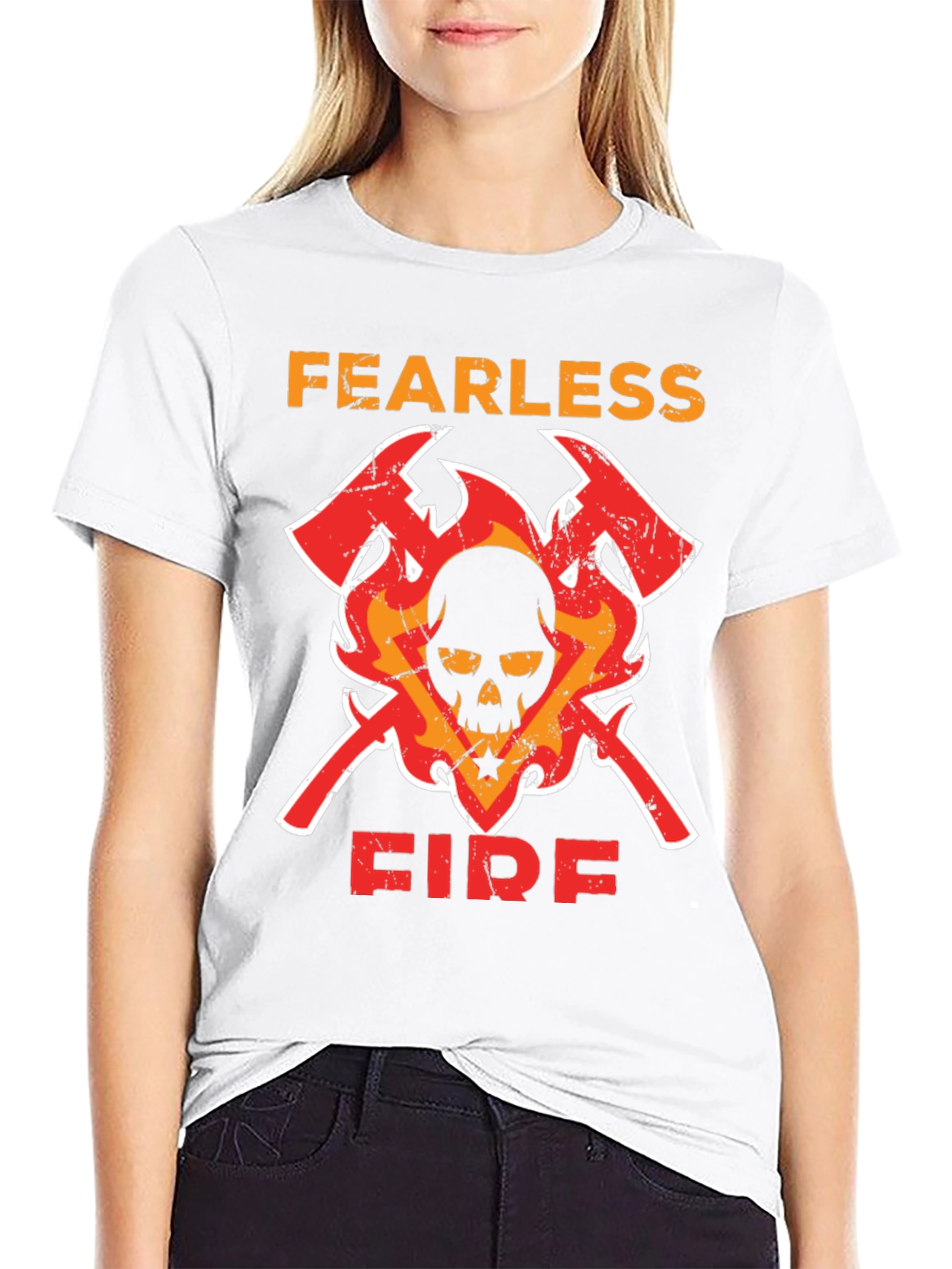Fearless Firefighter Skull Graphic Tee