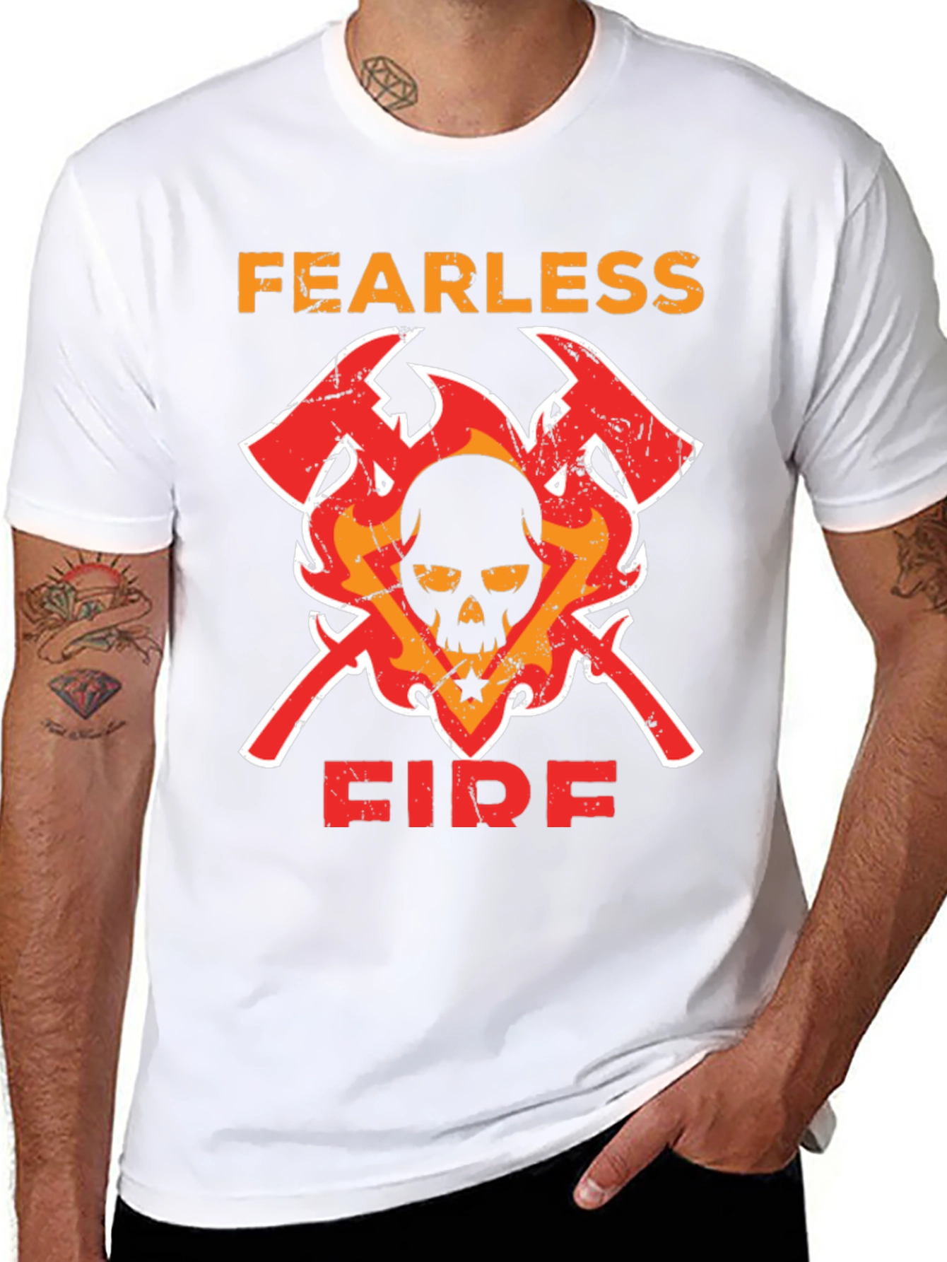 Fearless Firefighter Skull Graphic Tee