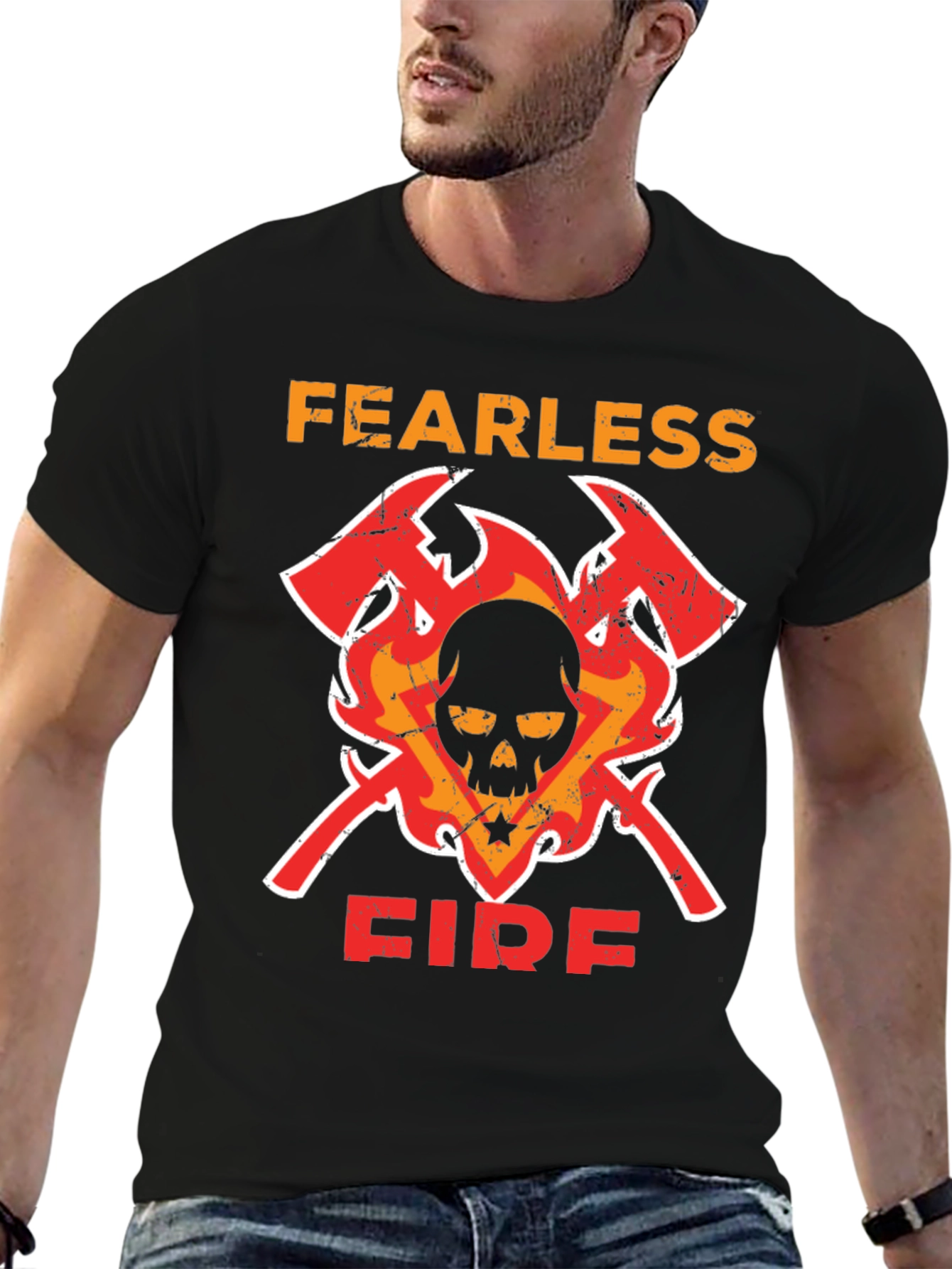 Fearless Firefighter Skull Graphic Tee