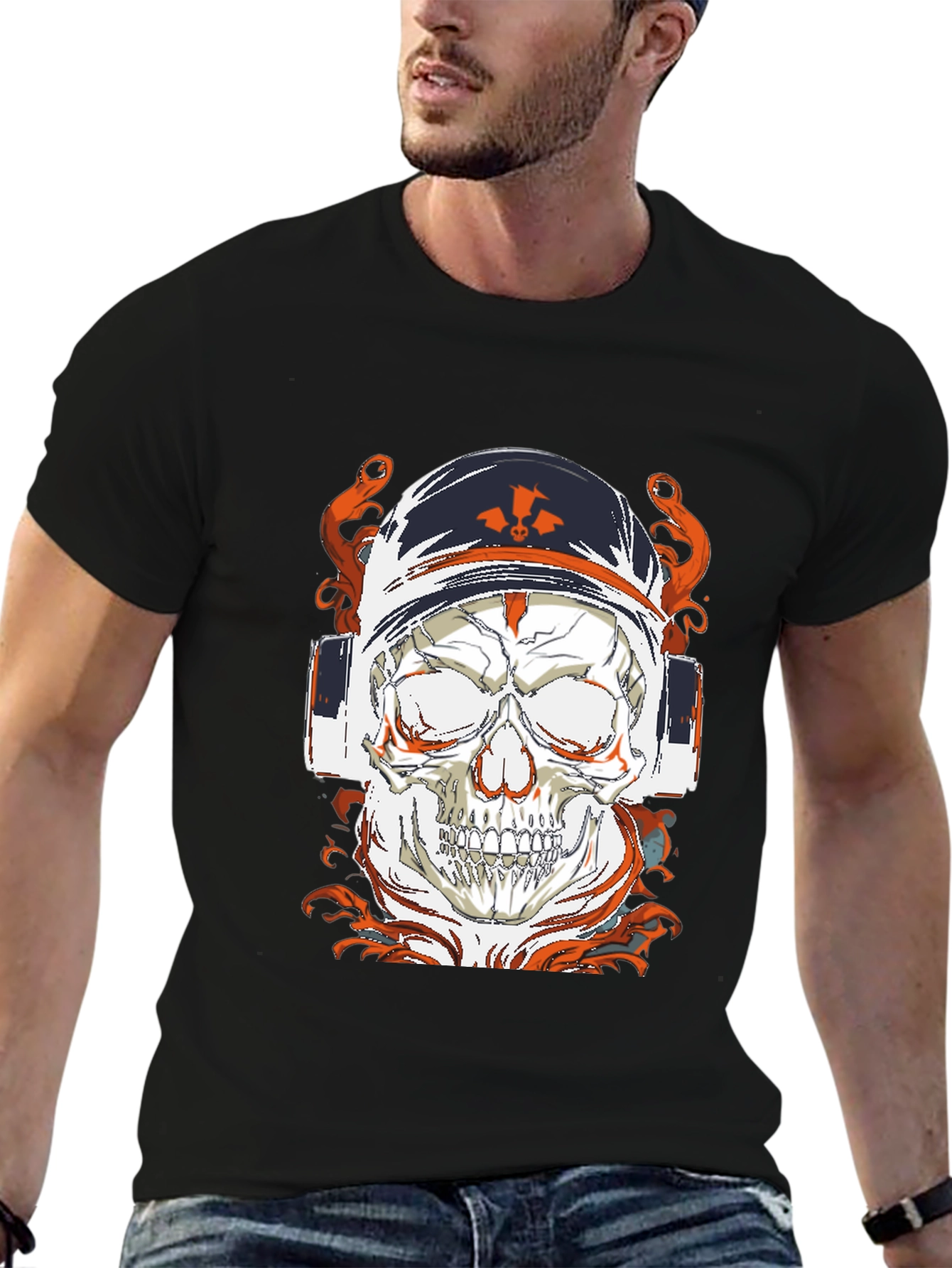 Skull Astronaut Graphic Print Mens T-Shirt