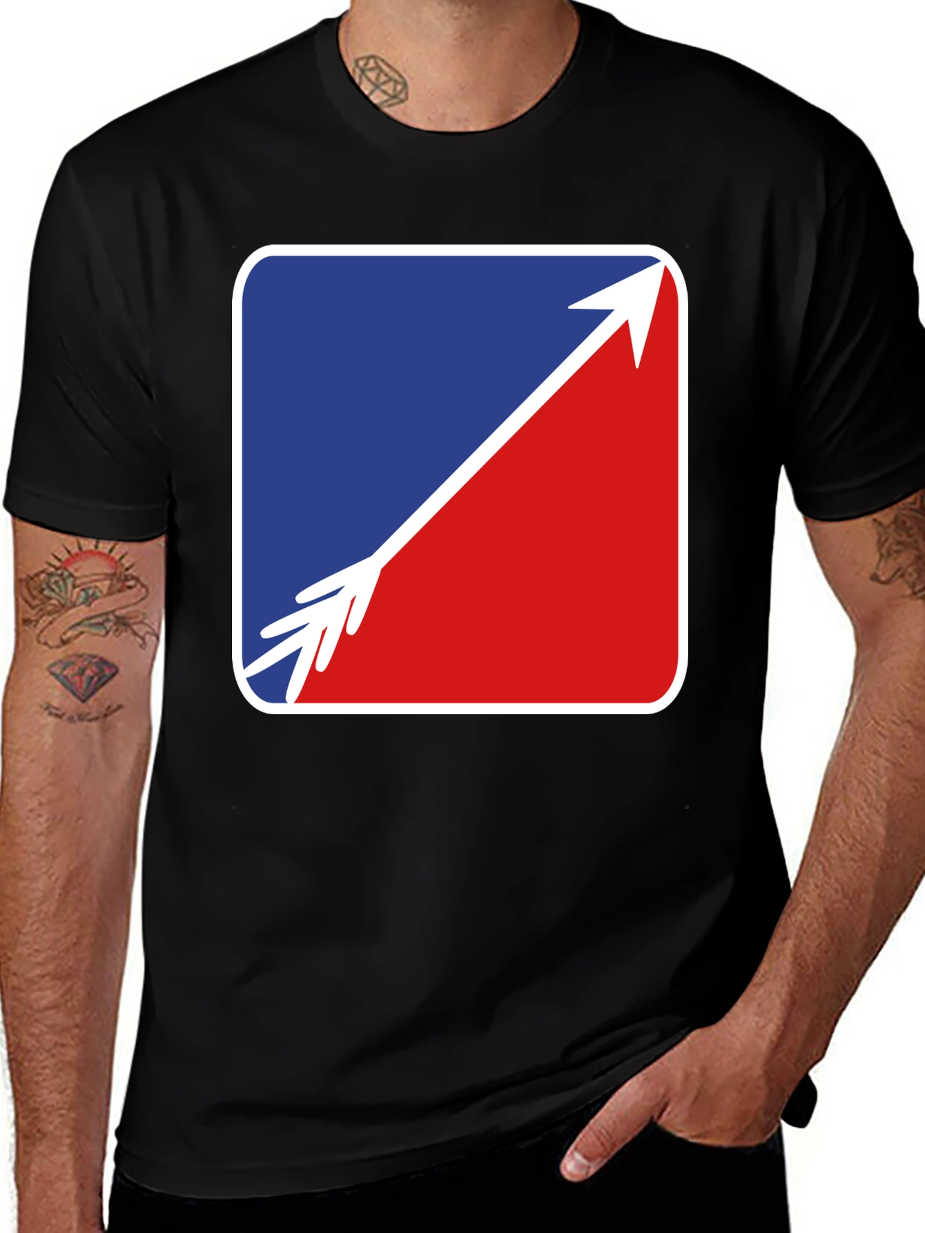 Arrow Graphic Tee - Stylish Black Casual Shirt