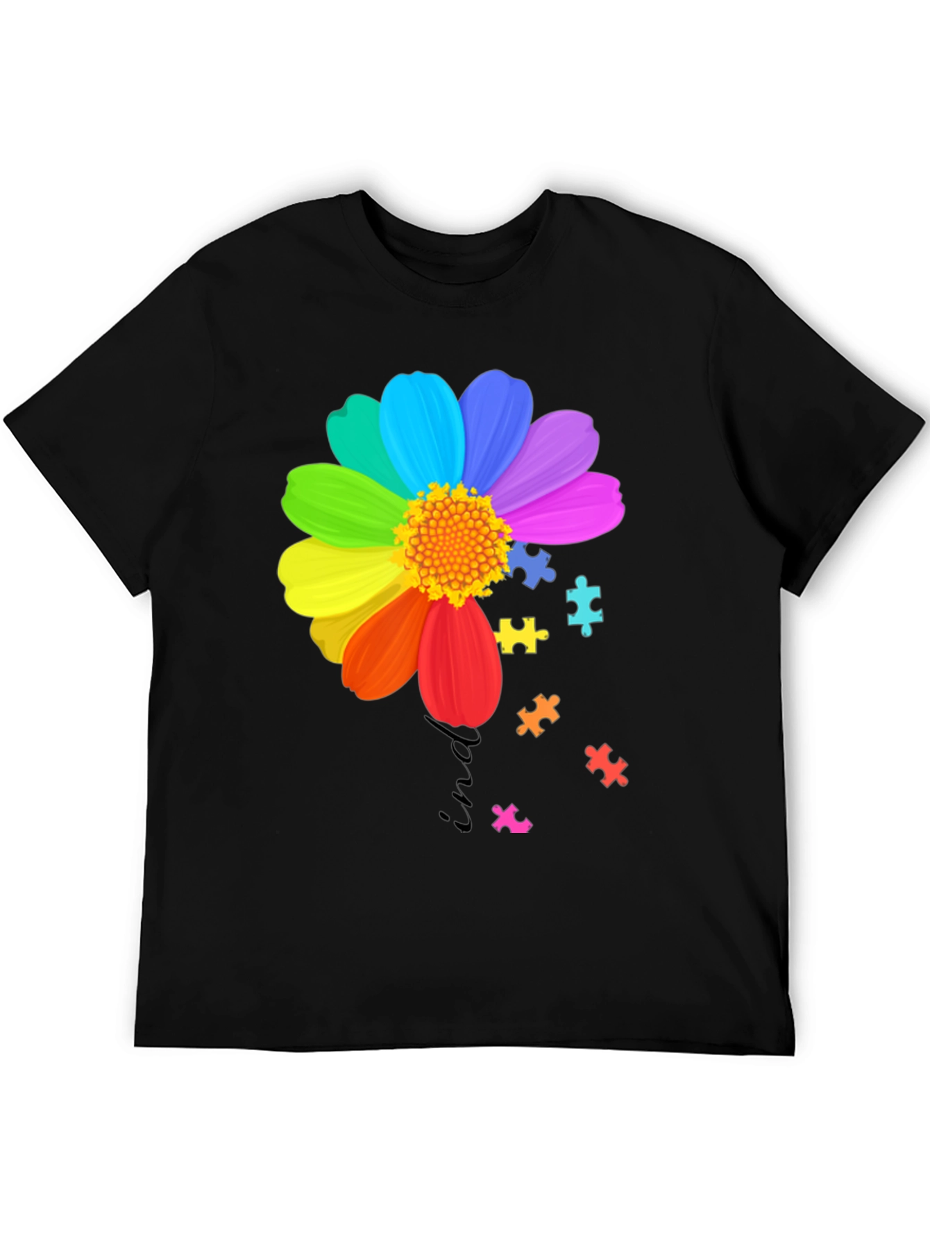 Autism Awareness Rainbow Flower Puzzle T-Shirt