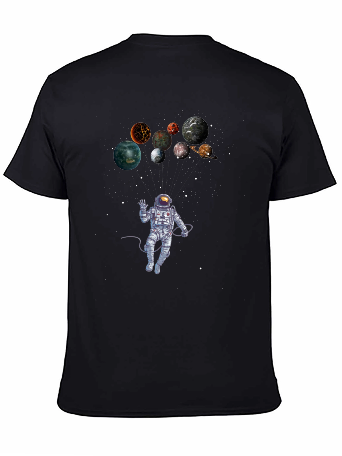 Astronaut & Planets Graphic Black T-Shirt