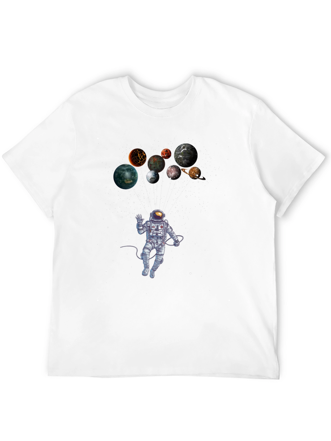Astronaut & Planets Graphic Black T-Shirt