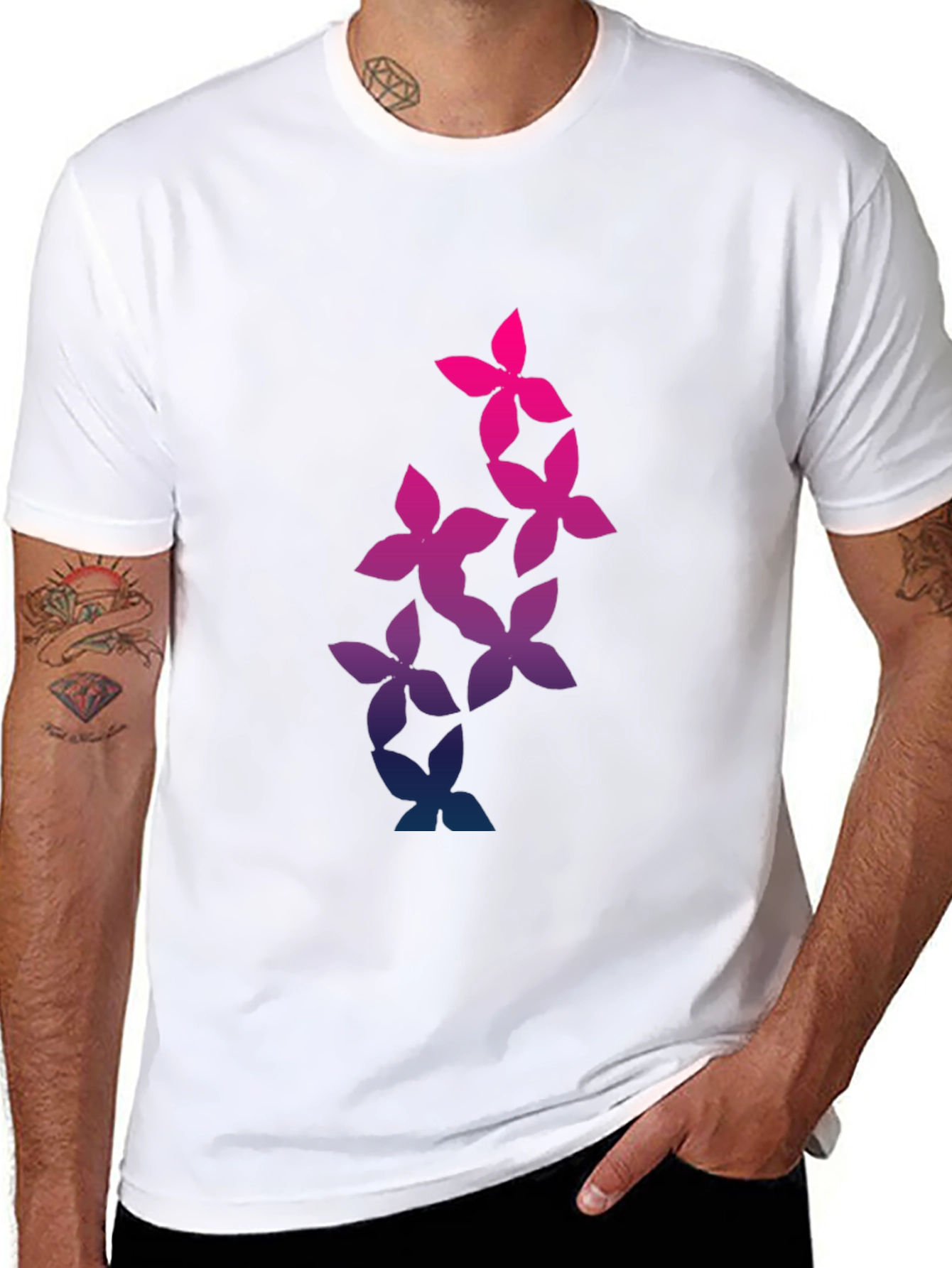 Floral Gradient T-Shirt - Stylish Mens Tee