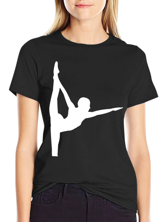 Gymnast Pose Graphic Tee - Black Cotton Casual