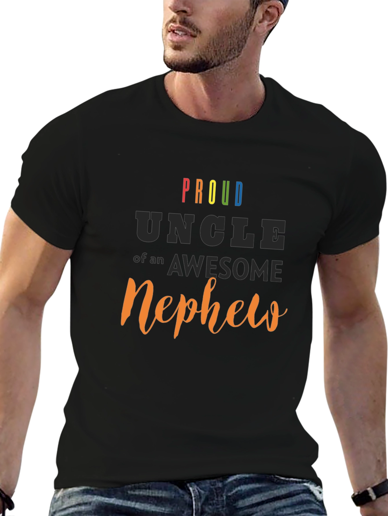 Proud Uncle of an Awesome Nephew Black T-Shirt