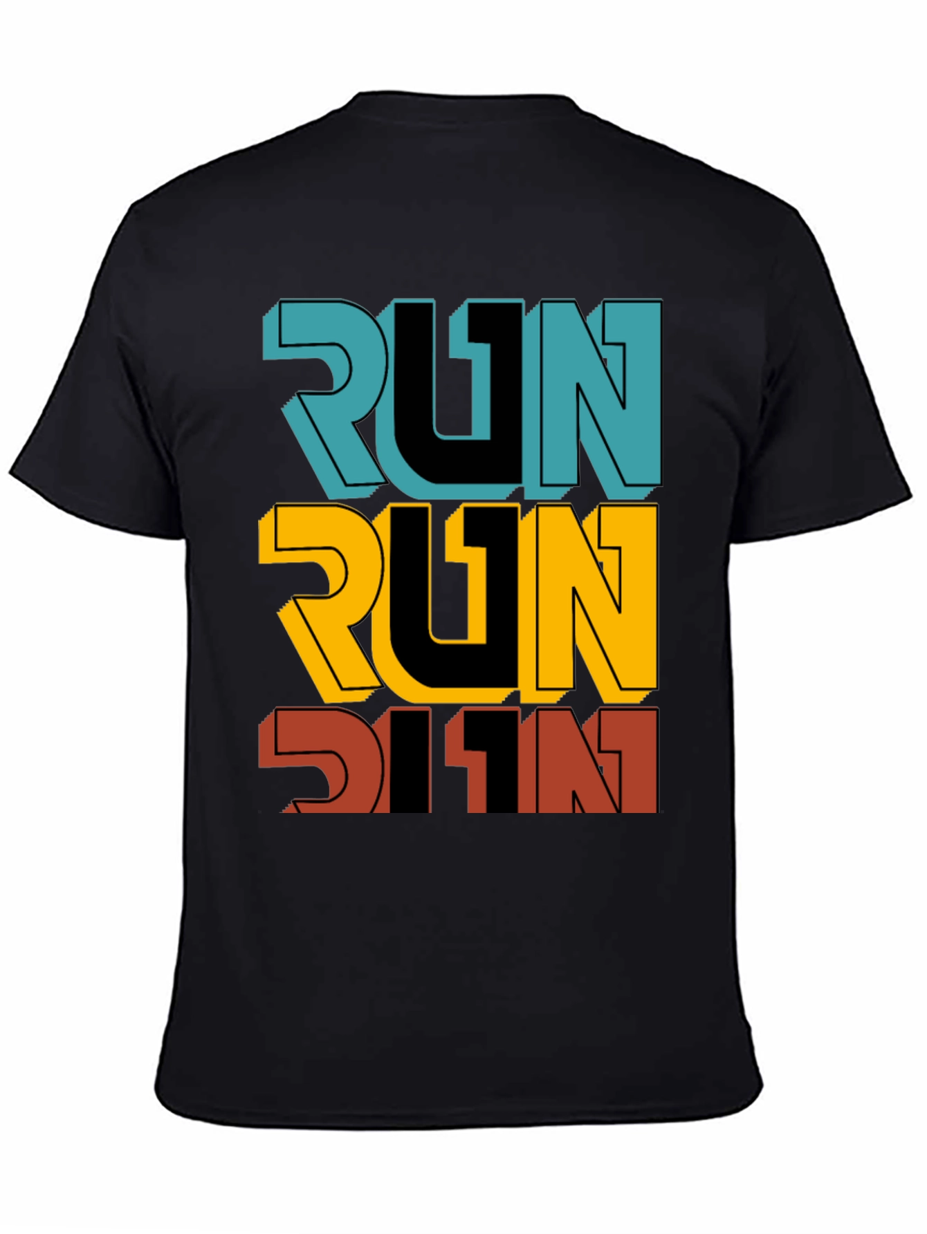 Mens Black RUN Graphic T-Shirt