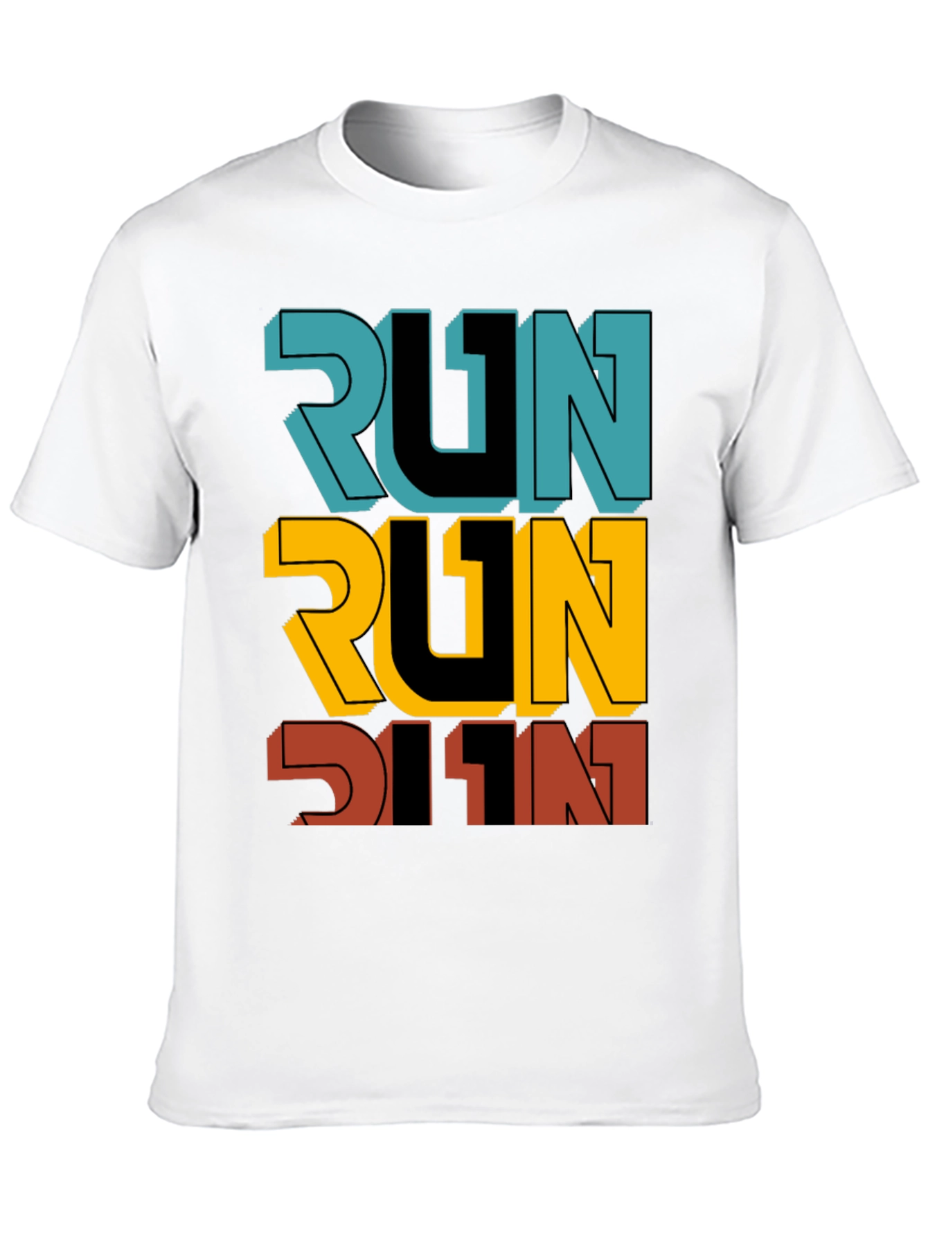 Mens Black RUN Graphic T-Shirt
