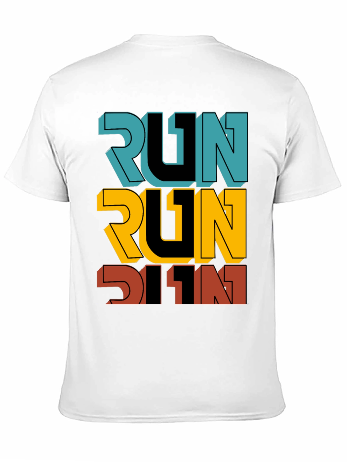 Mens Black RUN Graphic T-Shirt
