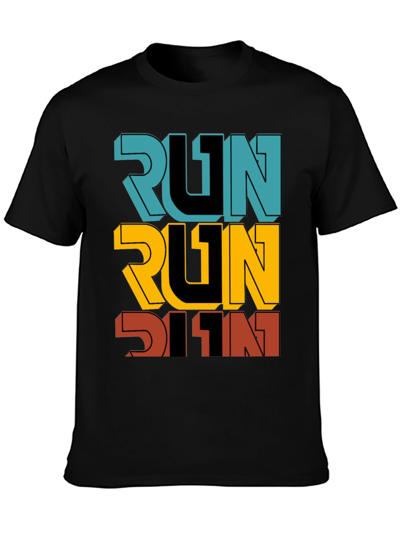 Mens Black RUN Graphic T-Shirt