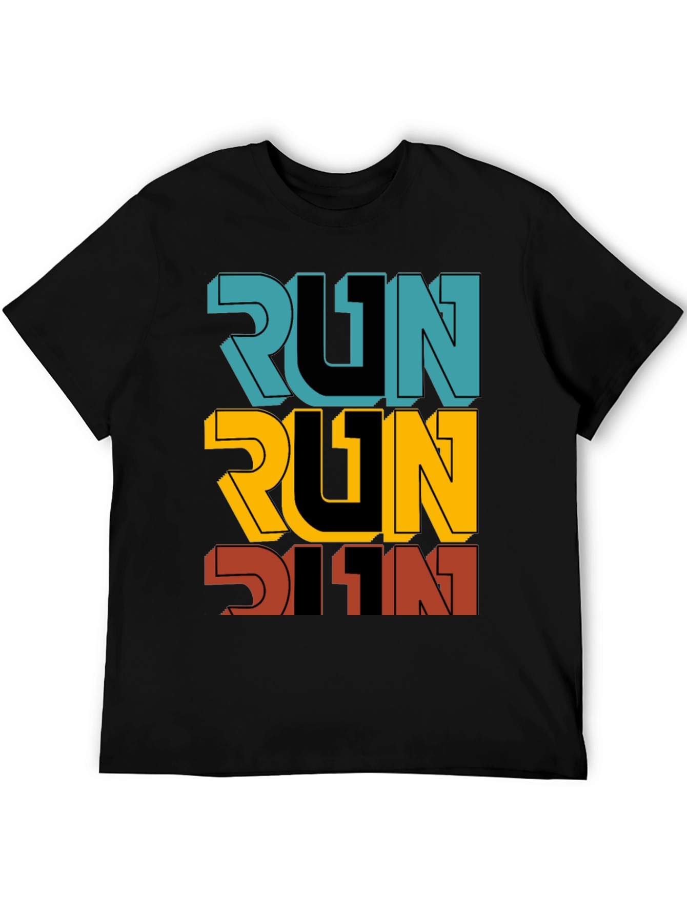 Mens Black RUN Graphic T-Shirt
