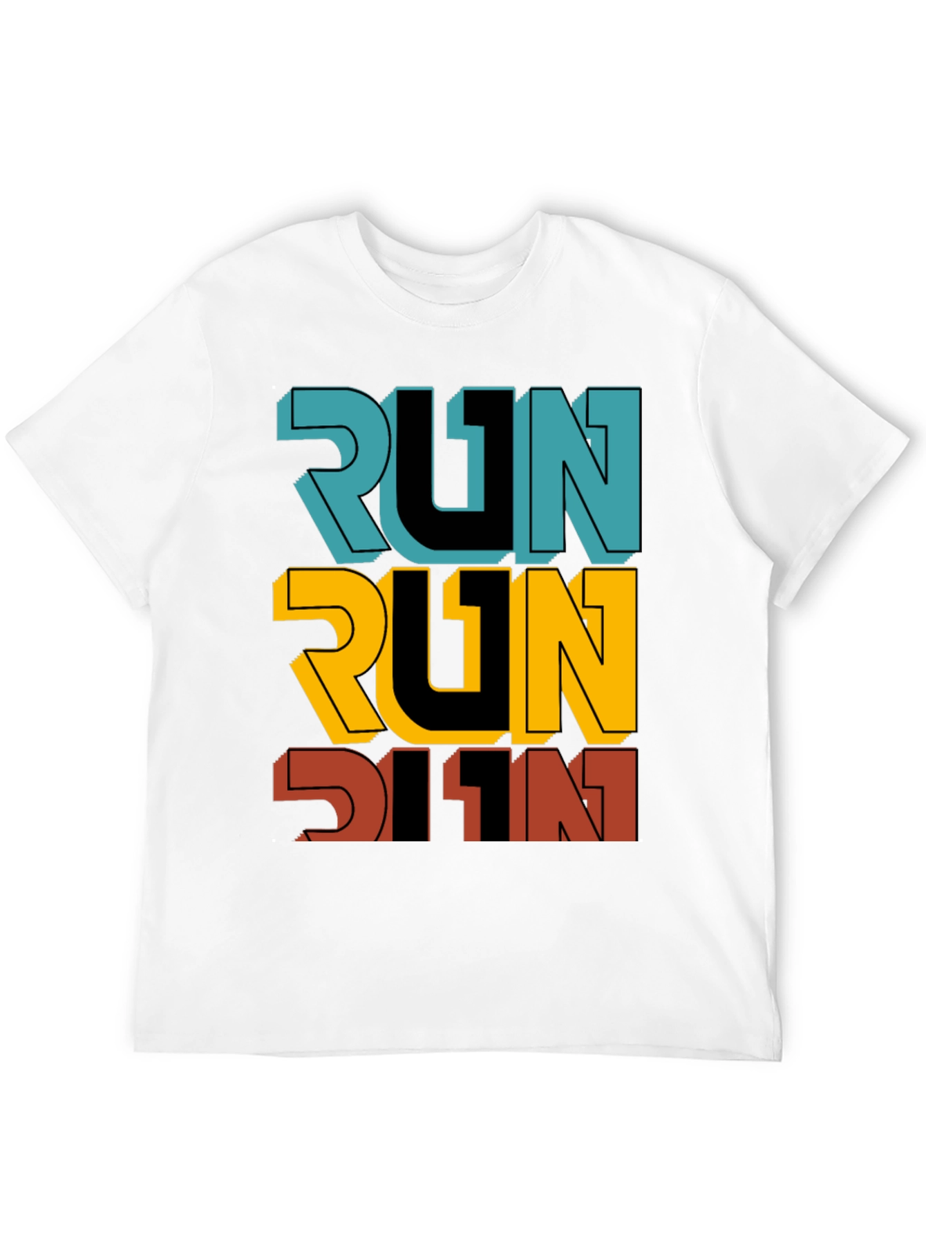Mens Black RUN Graphic T-Shirt