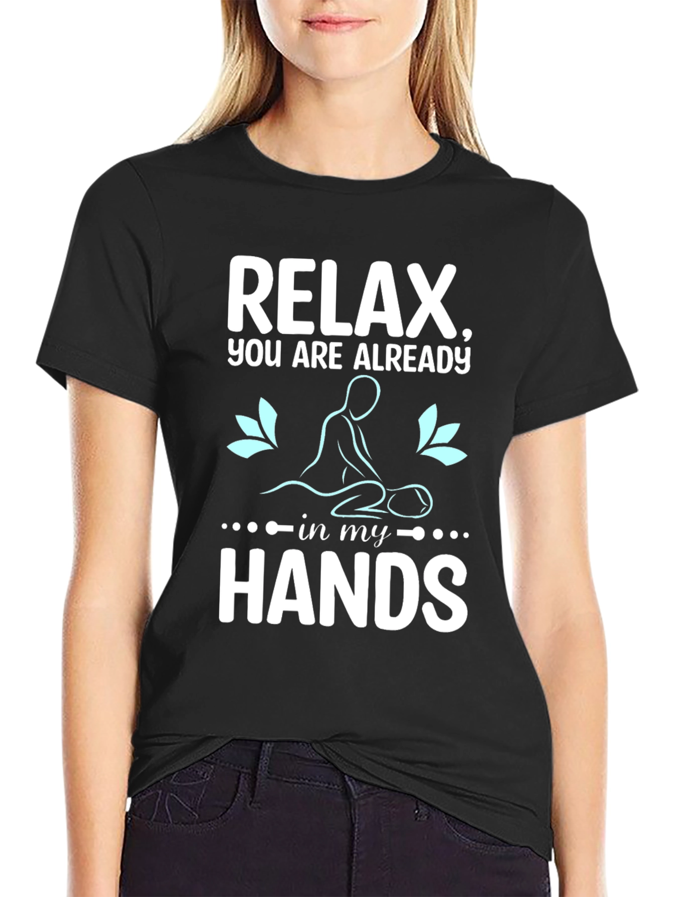 Relax Massage Therapist T-Shirt Black Cotton Blend