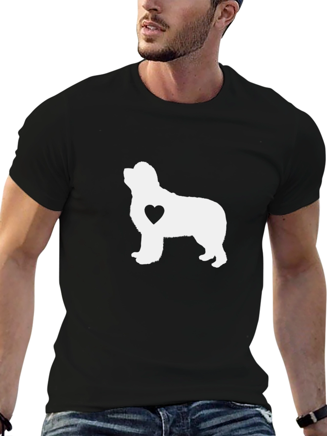 Dog Heart T-Shirt - Black Crew Neck Tee