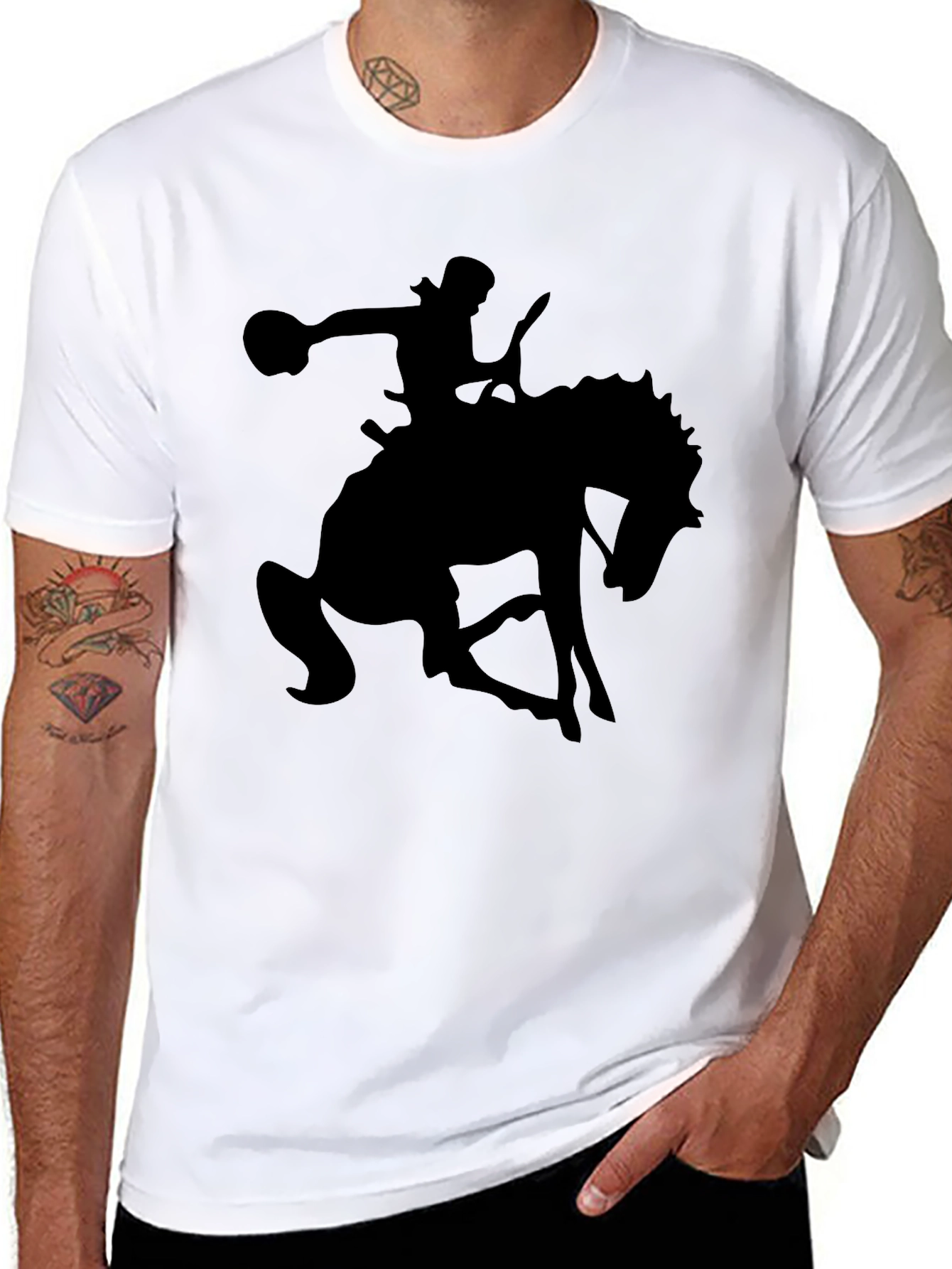 Black Cowboy Graphic Tee - Classic Western Style
