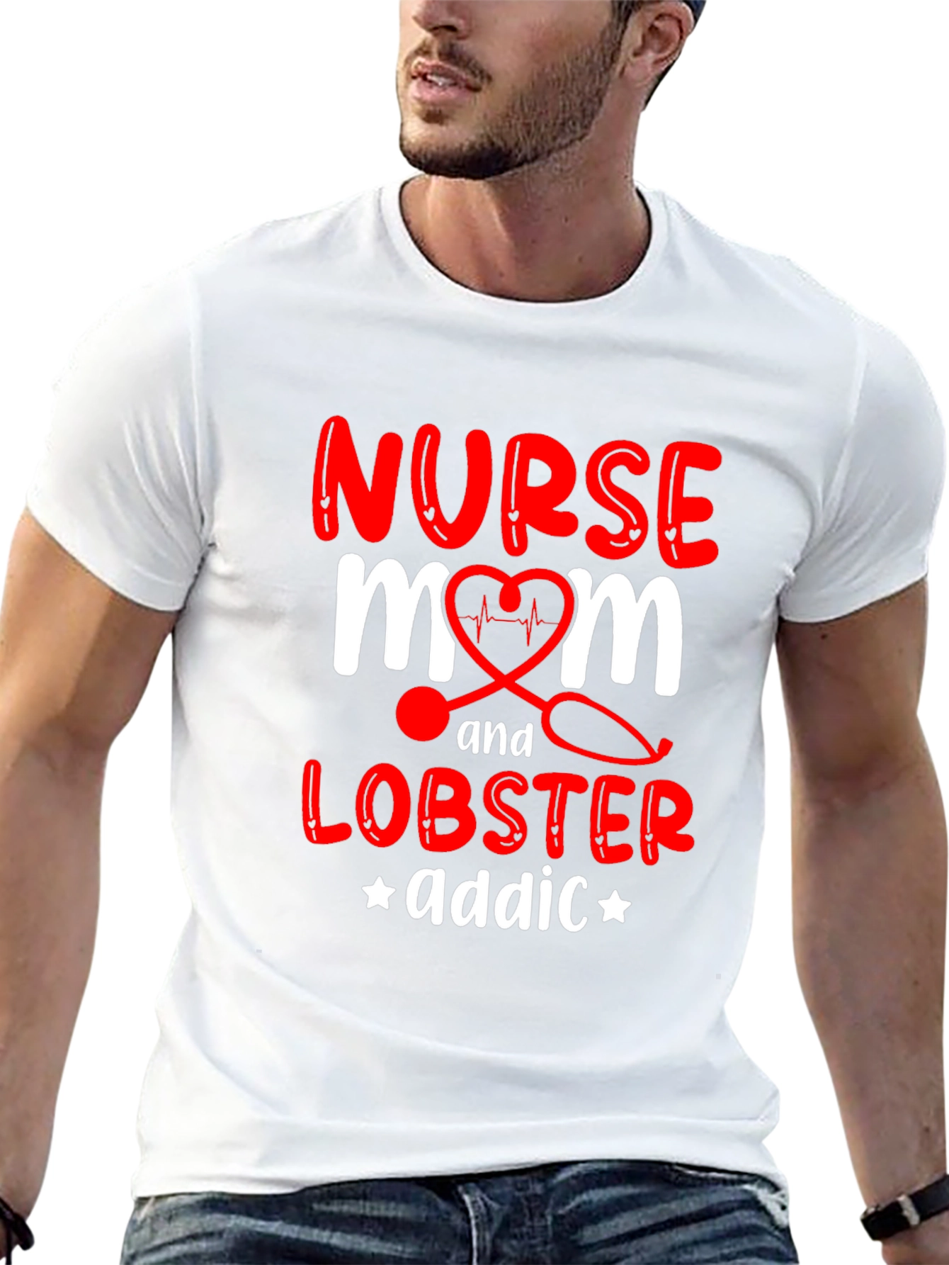 Nurse Mom Lobster Addict Graphic T-Shirt