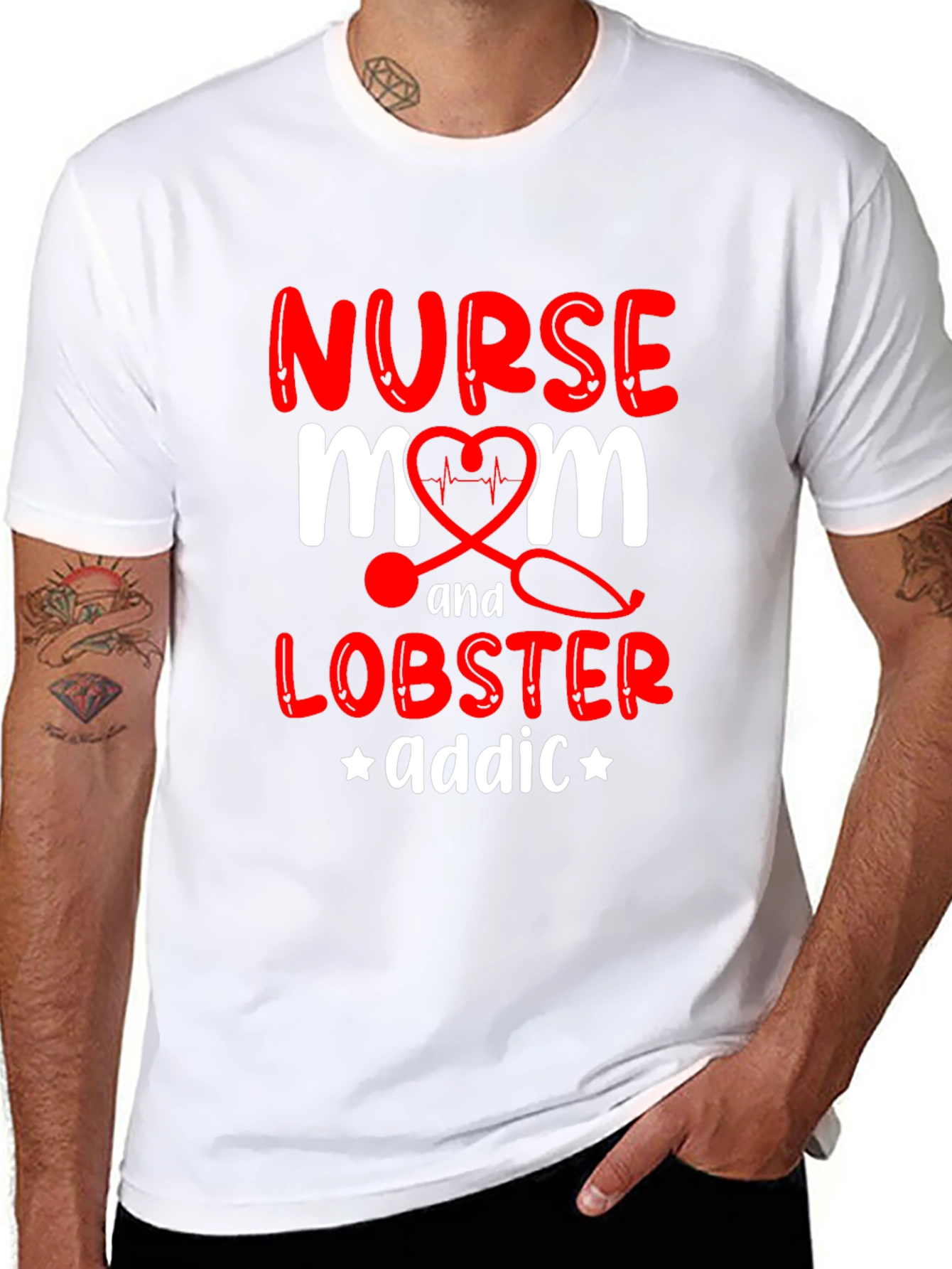 Nurse Mom Lobster Addict Graphic T-Shirt