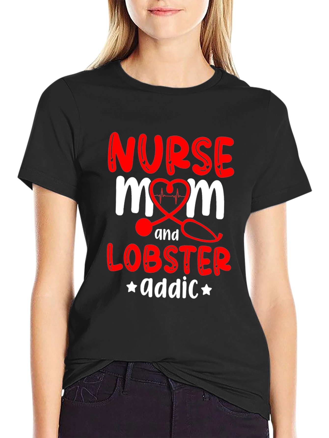 Nurse Mom Lobster Addict Graphic T-Shirt