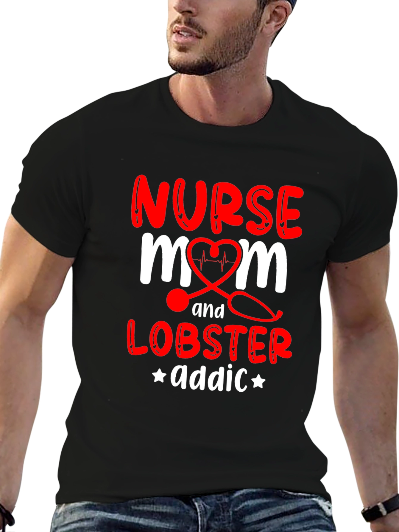 Nurse Mom Lobster Addict Graphic T-Shirt