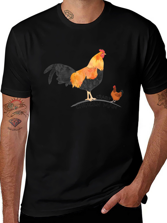 Crazy Chicken Man T-Shirt - Rooster & Hen Design