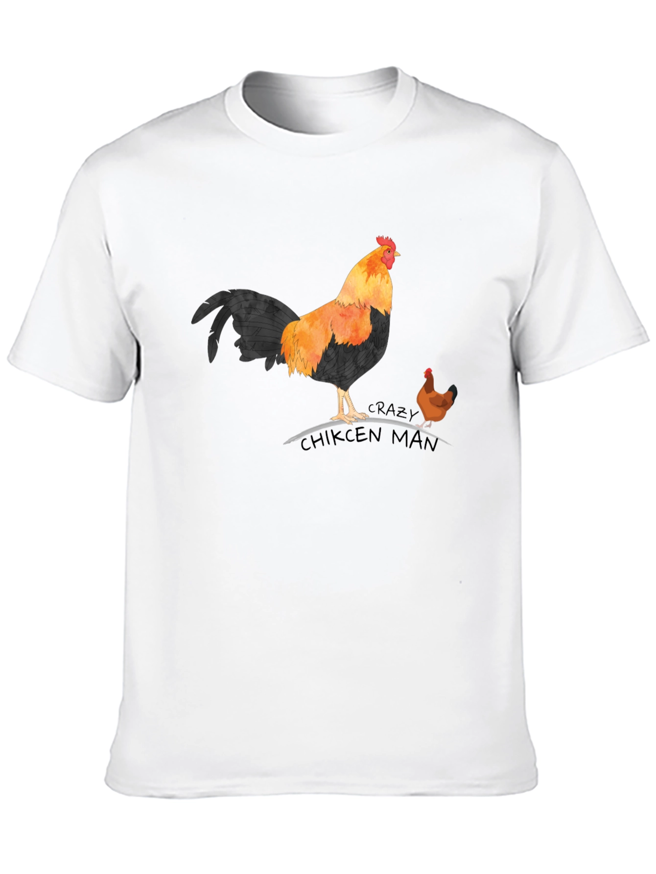Crazy Chicken Man T-Shirt - Rooster & Hen Design