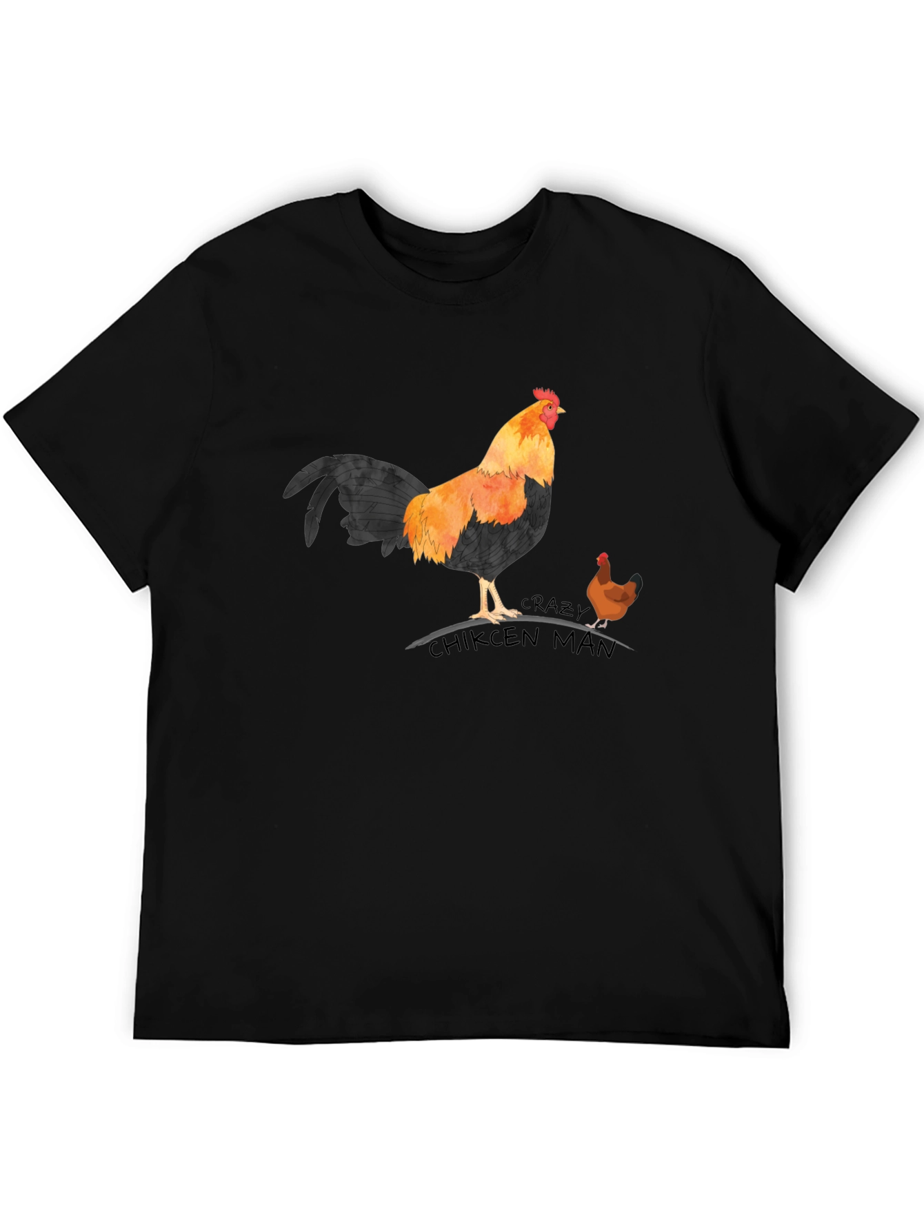 Crazy Chicken Man T-Shirt - Rooster & Hen Design