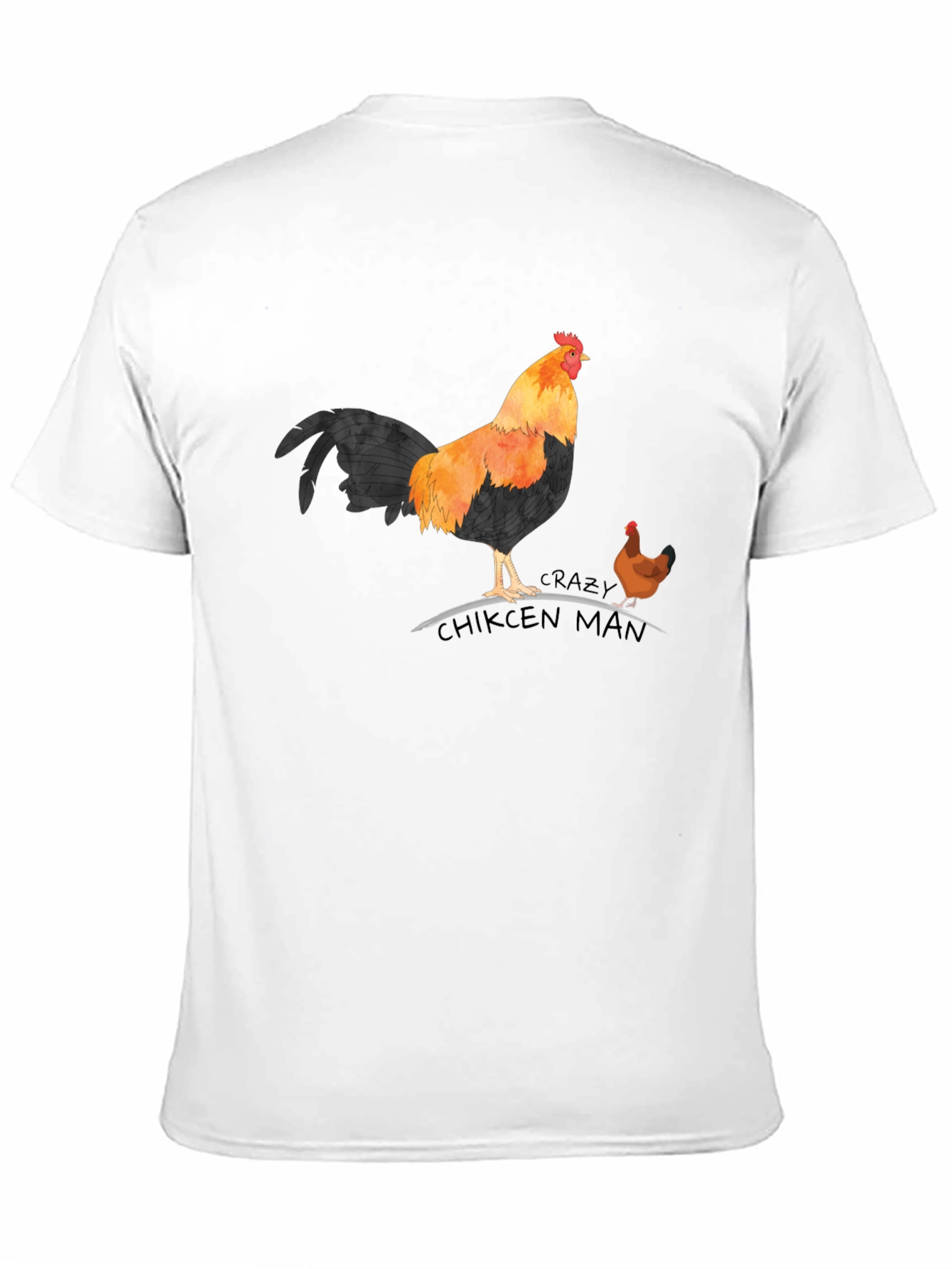 Crazy Chicken Man T-Shirt - Rooster & Hen Design