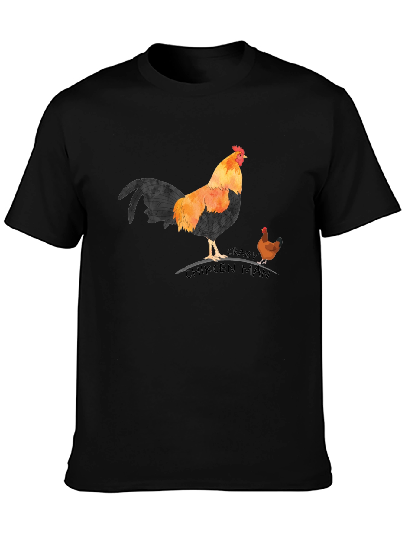 Crazy Chicken Man T-Shirt - Rooster & Hen Design