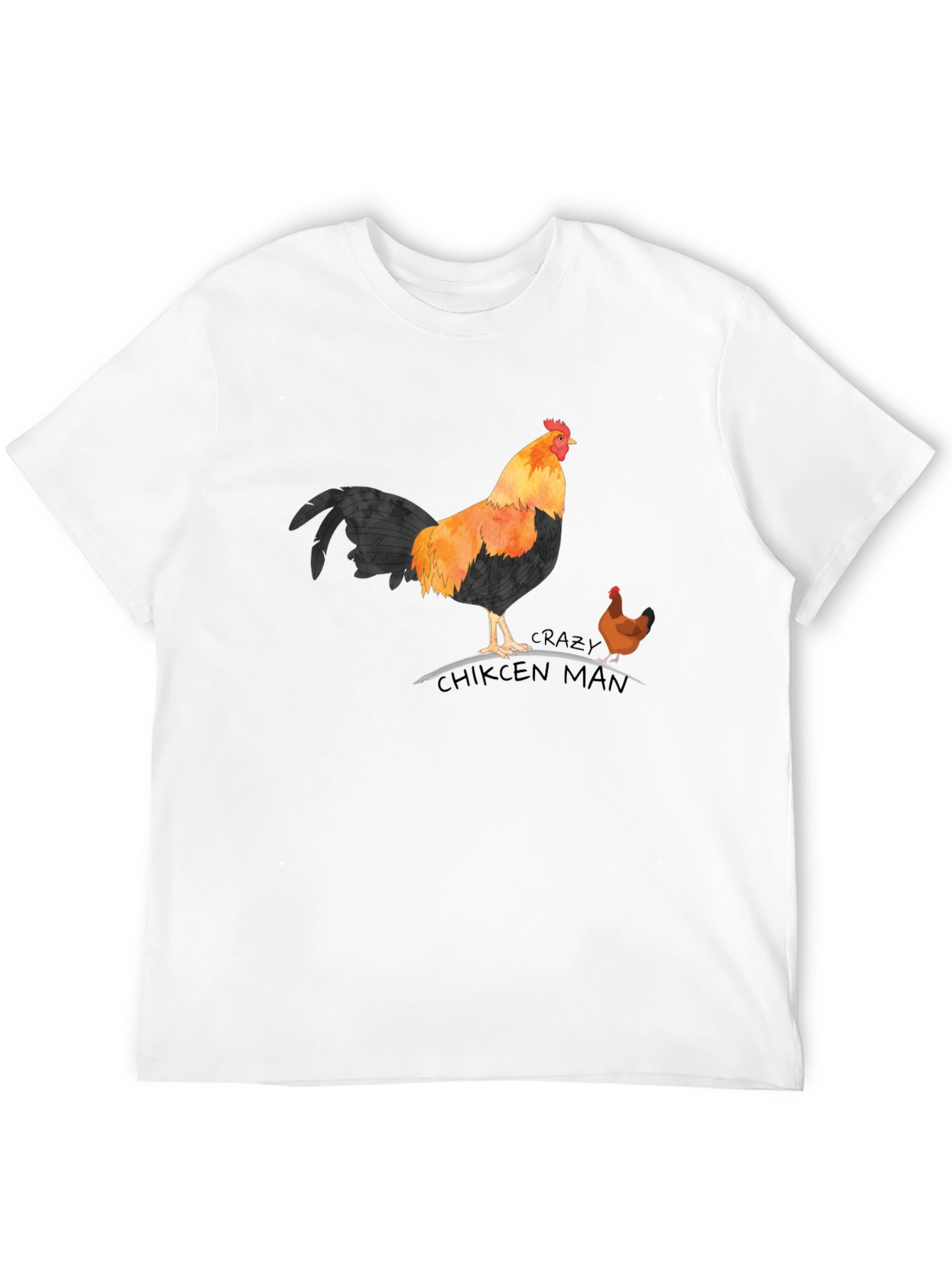 Crazy Chicken Man T-Shirt - Rooster & Hen Design