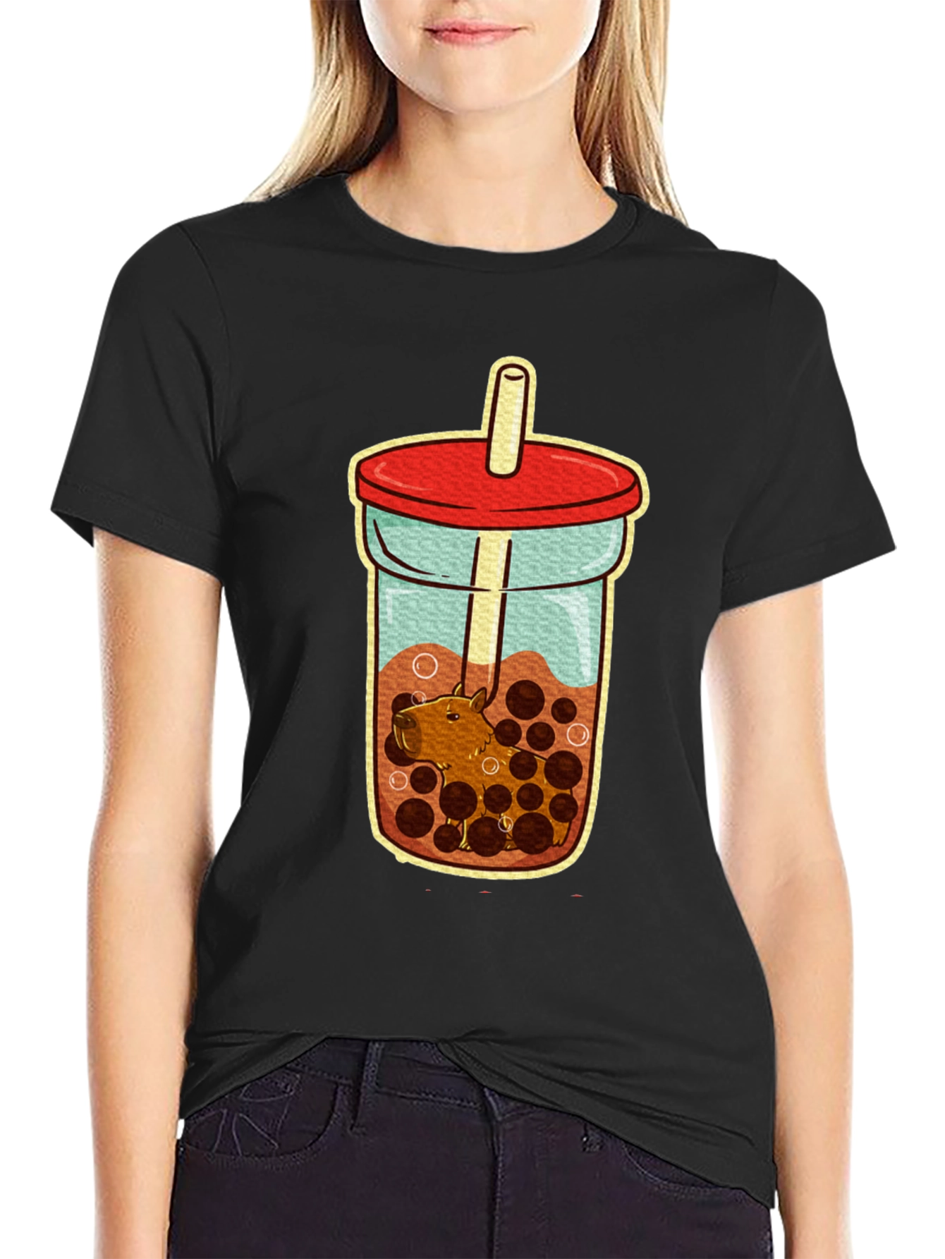 Capybara Bubble Tea T-Shirt - Cute Graphic Tee