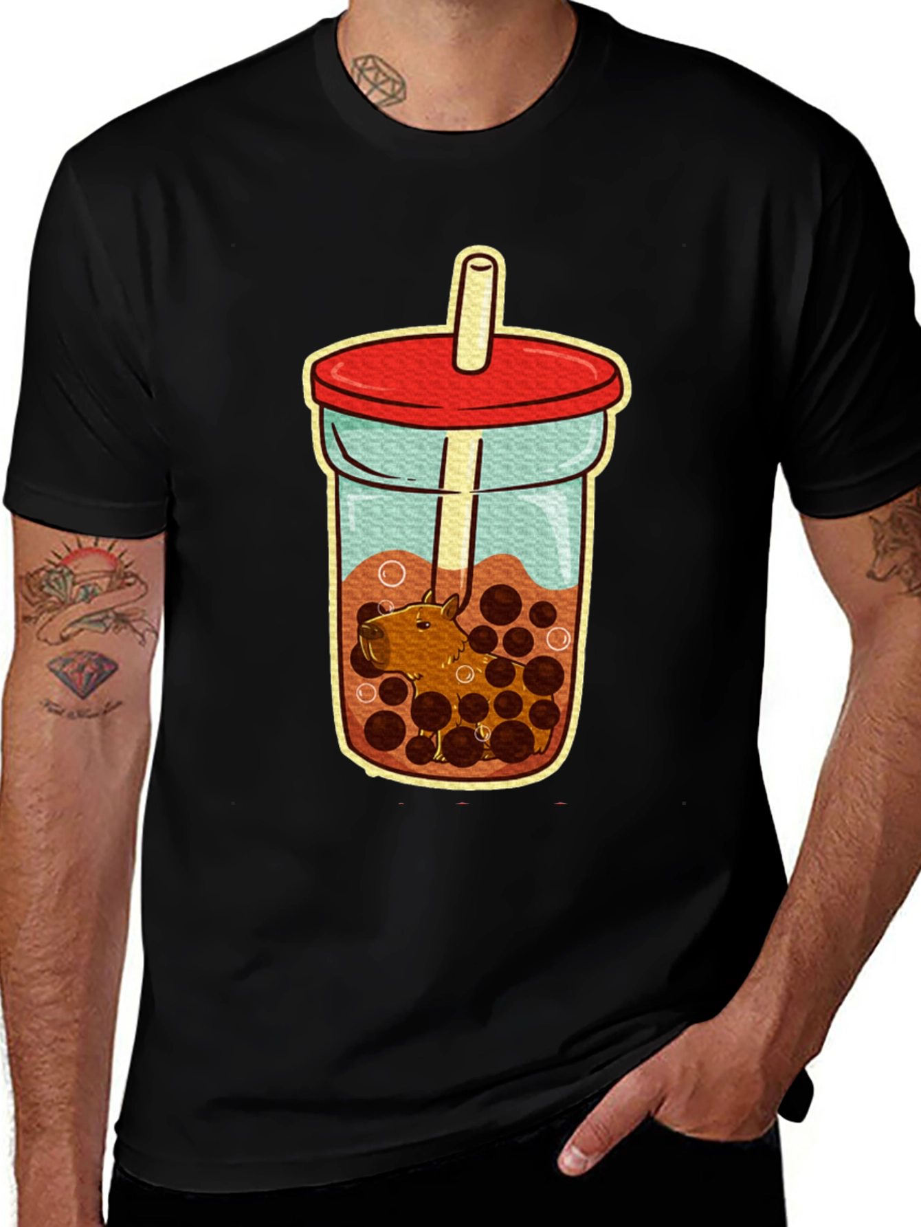 Capybara Bubble Tea T-Shirt - Cute Graphic Tee