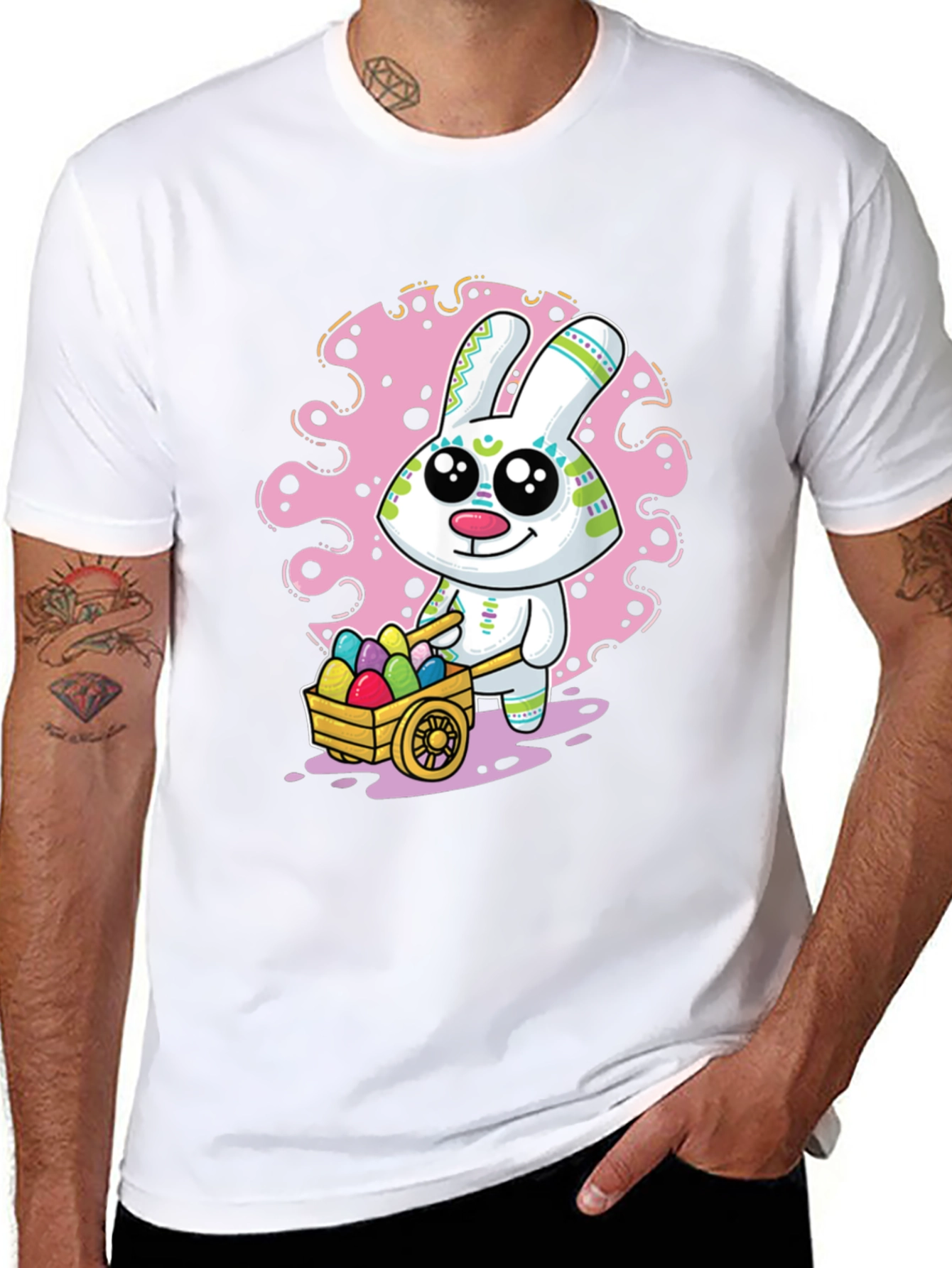 Easter Bunny Cart T-Shirt Fun Holiday Tee