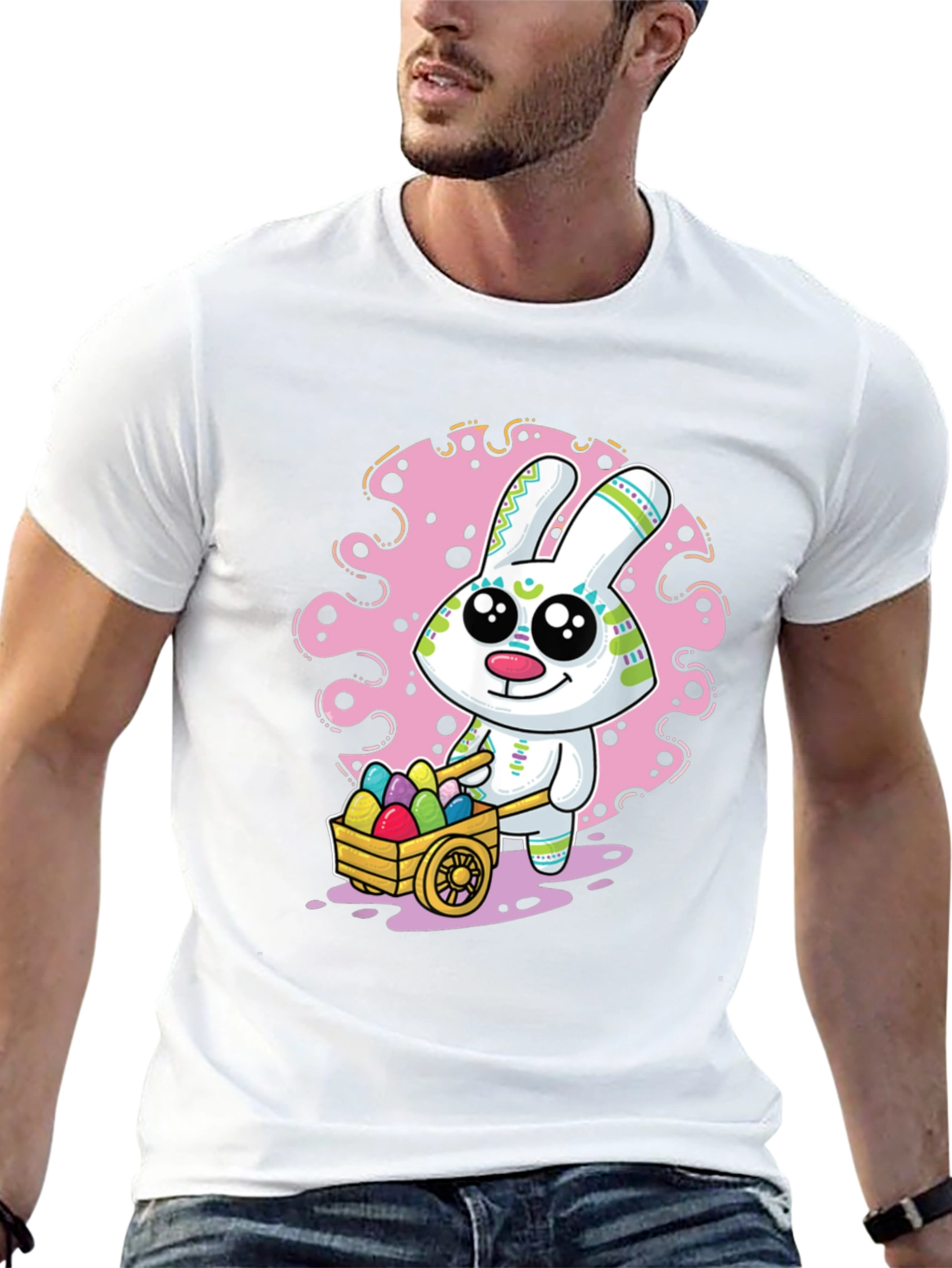 Easter Bunny Cart T-Shirt Fun Holiday Tee