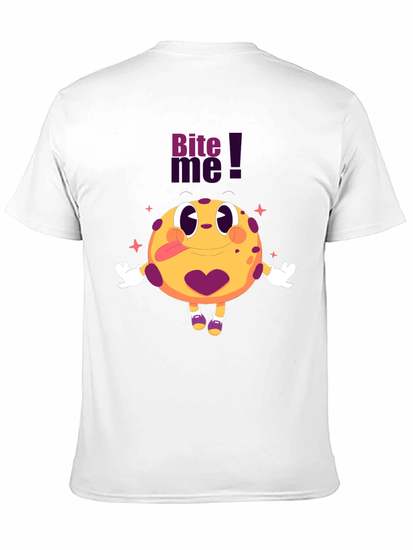 Bite Me Cartoon Graphic Black T-Shirt