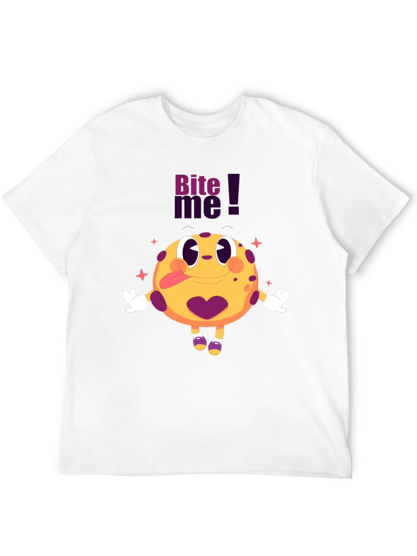 Bite Me Cartoon Graphic Black T-Shirt