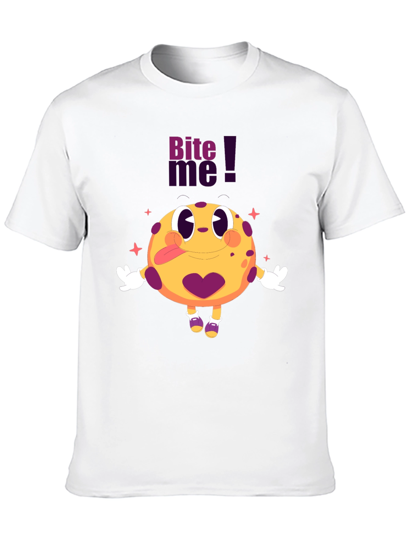 Bite Me Cartoon Graphic Black T-Shirt