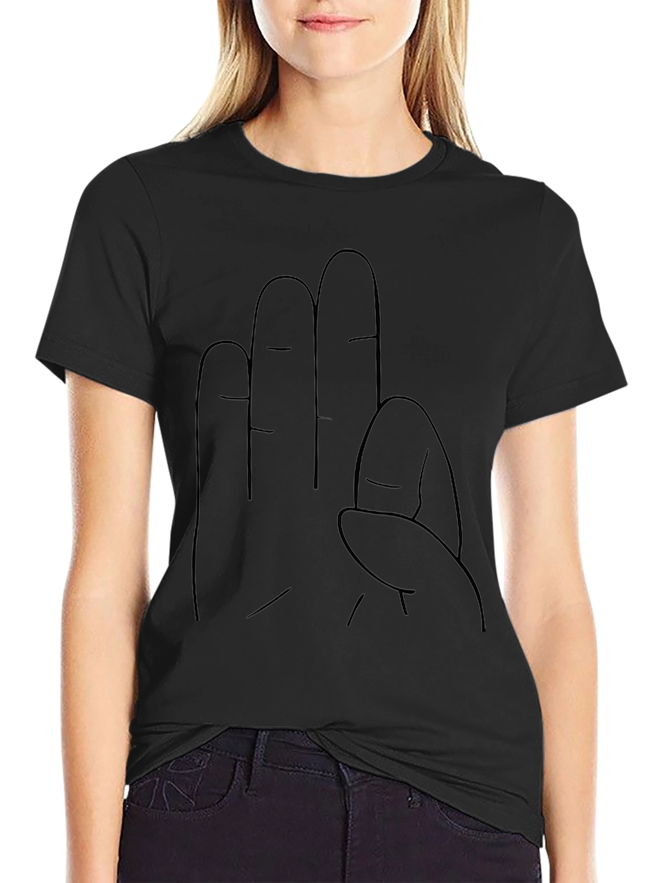Unique Hand Gesture Black T-Shirt