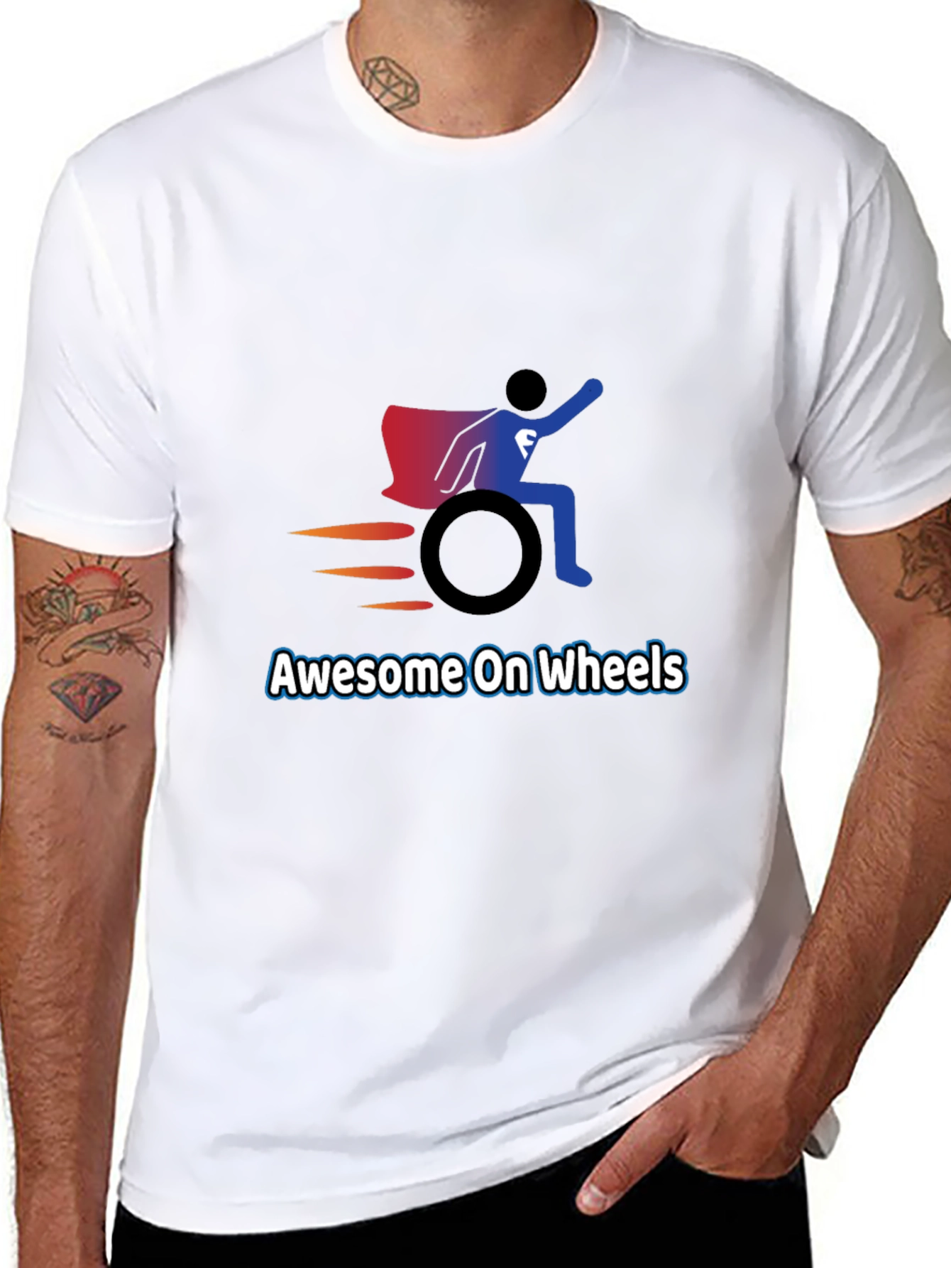 Awesome On Wheels Graphic Tee - Super Wheelchair Design
