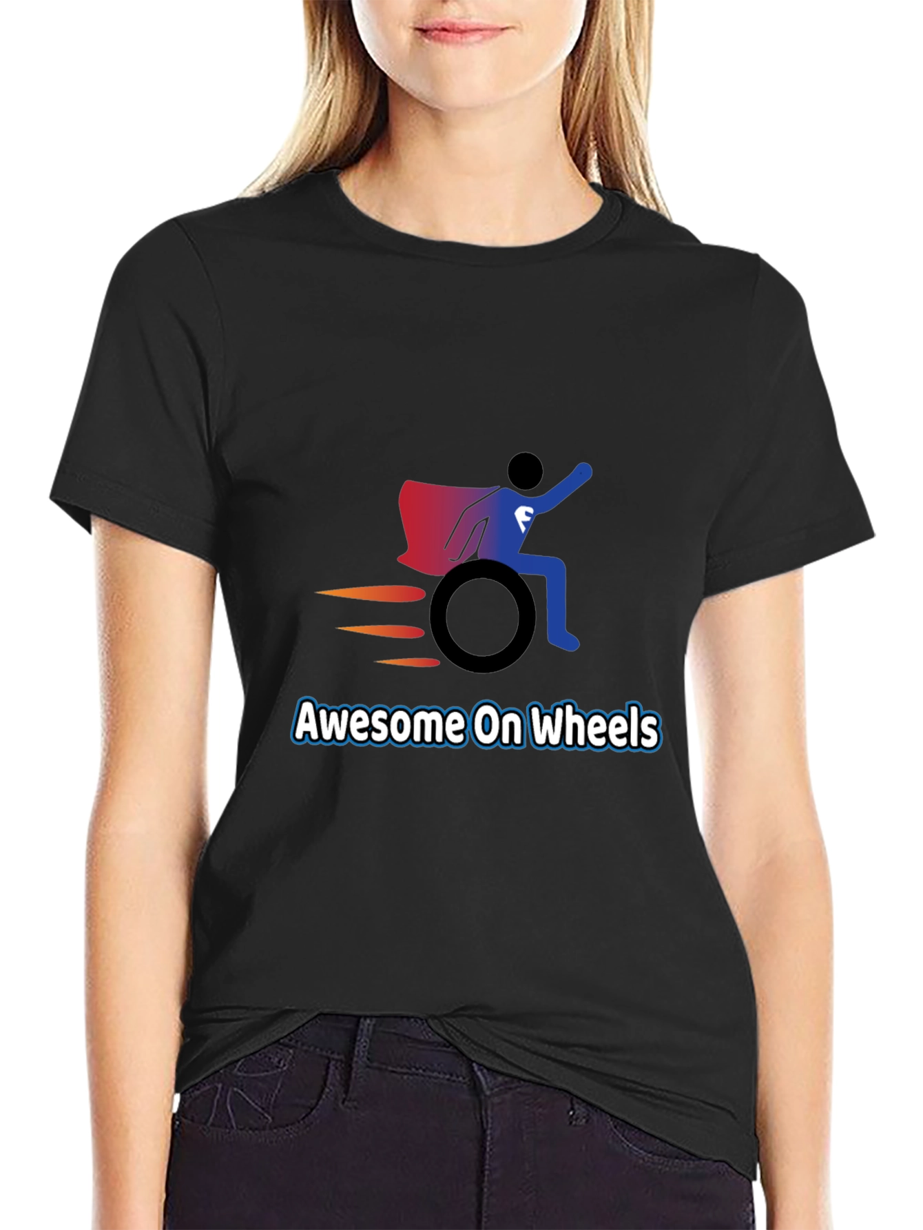 Awesome On Wheels Graphic Tee - Super Wheelchair Design