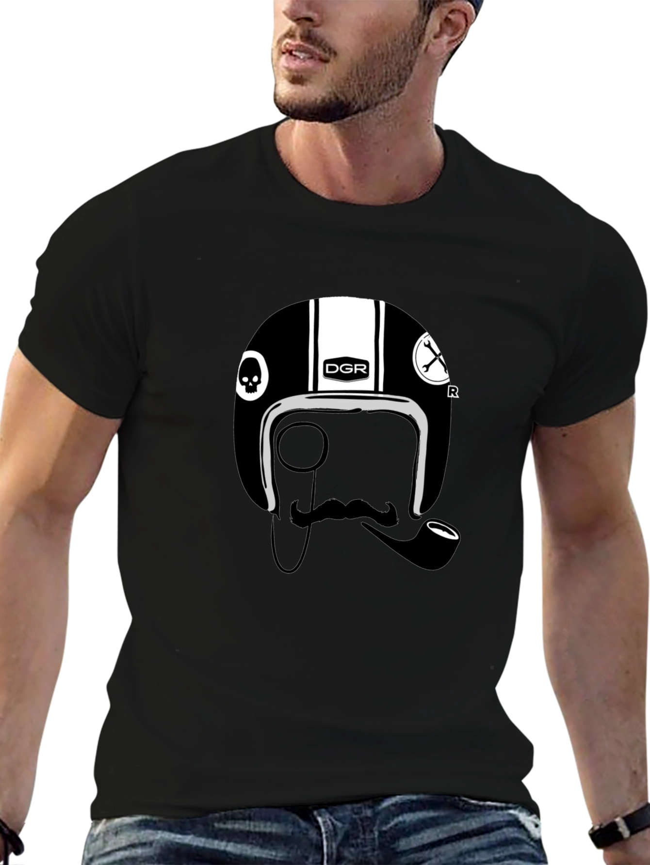 DGR Black T-Shirt - Helmet Graphic Tee