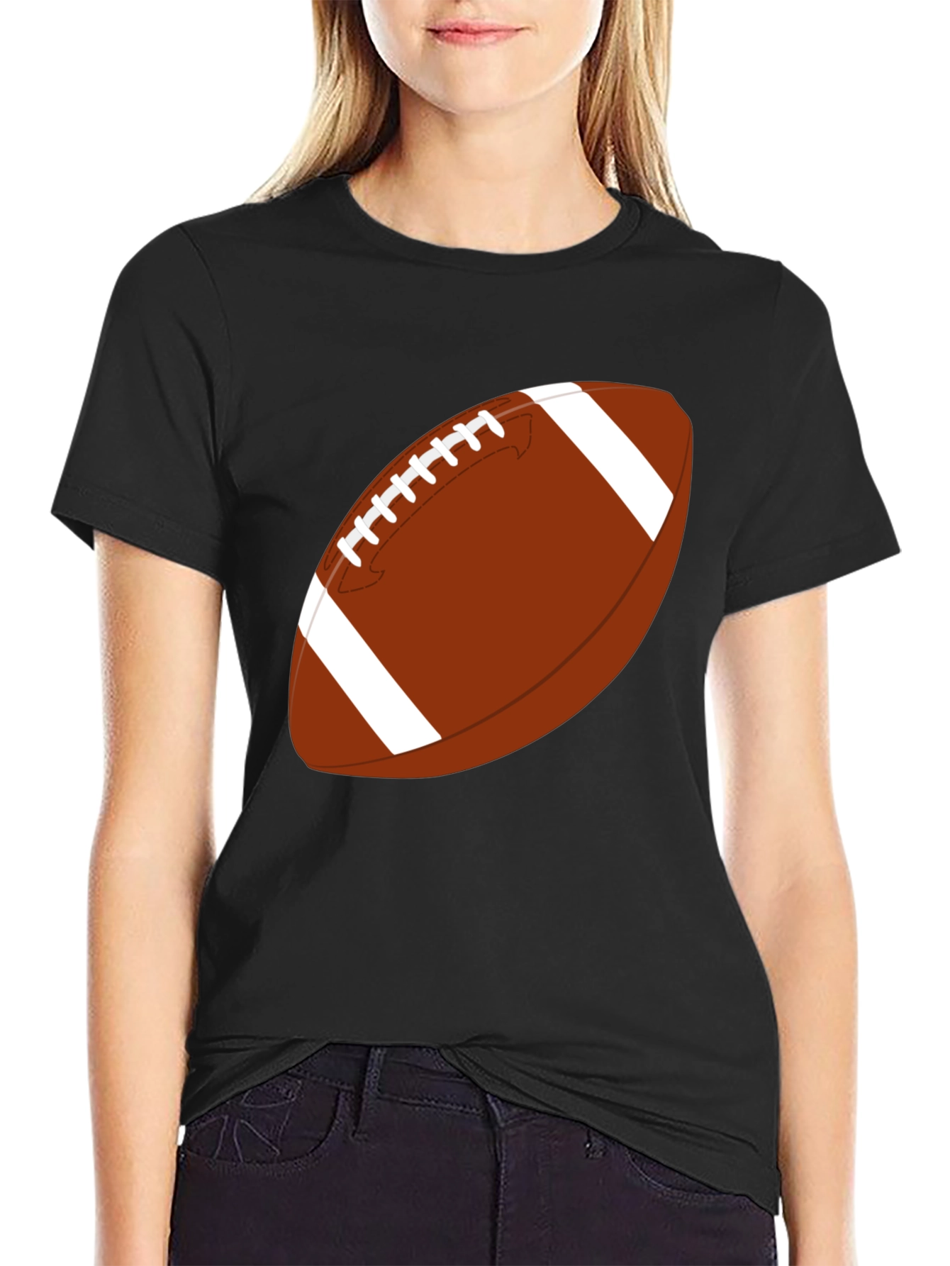 Football Graphic Tee - Black Casual T-Shirt