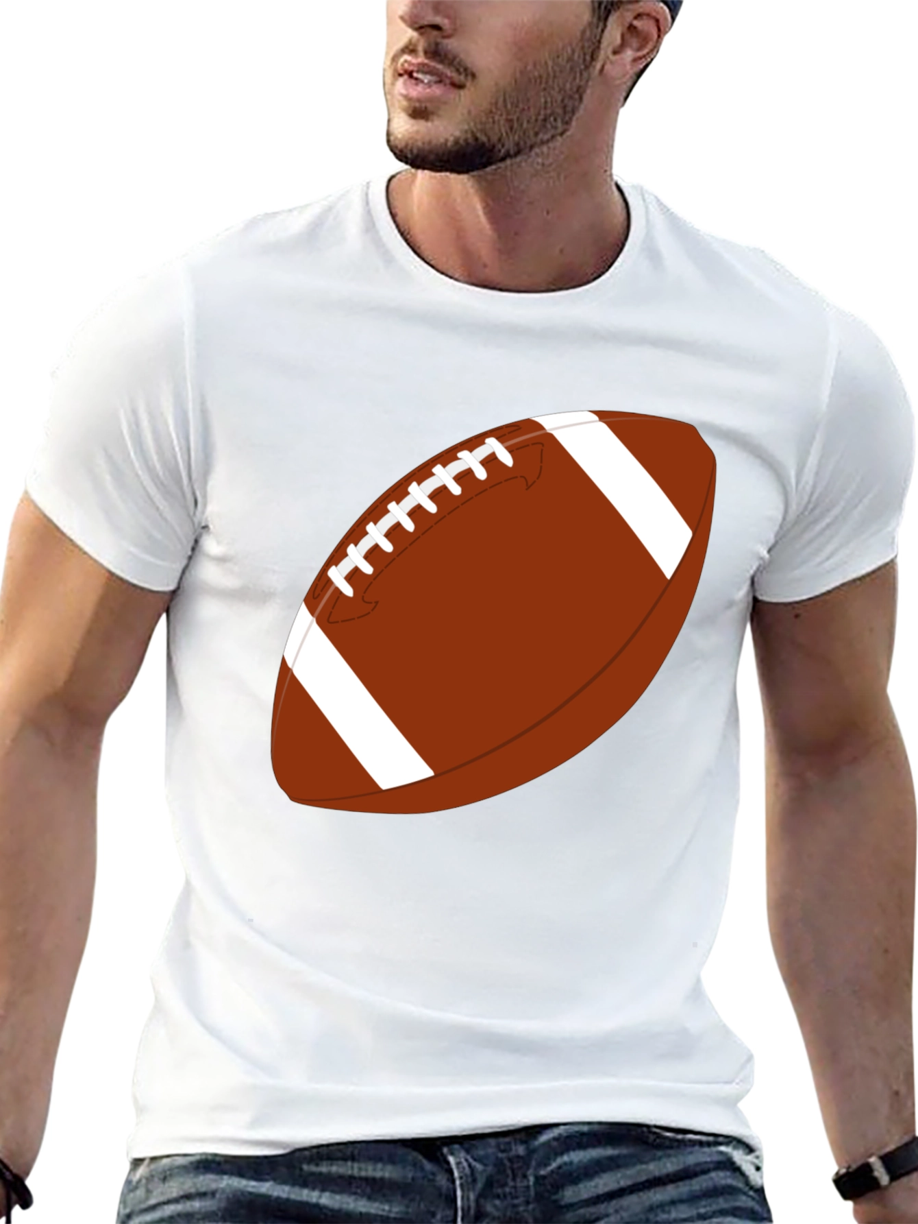 Football Graphic Tee - Black Casual T-Shirt