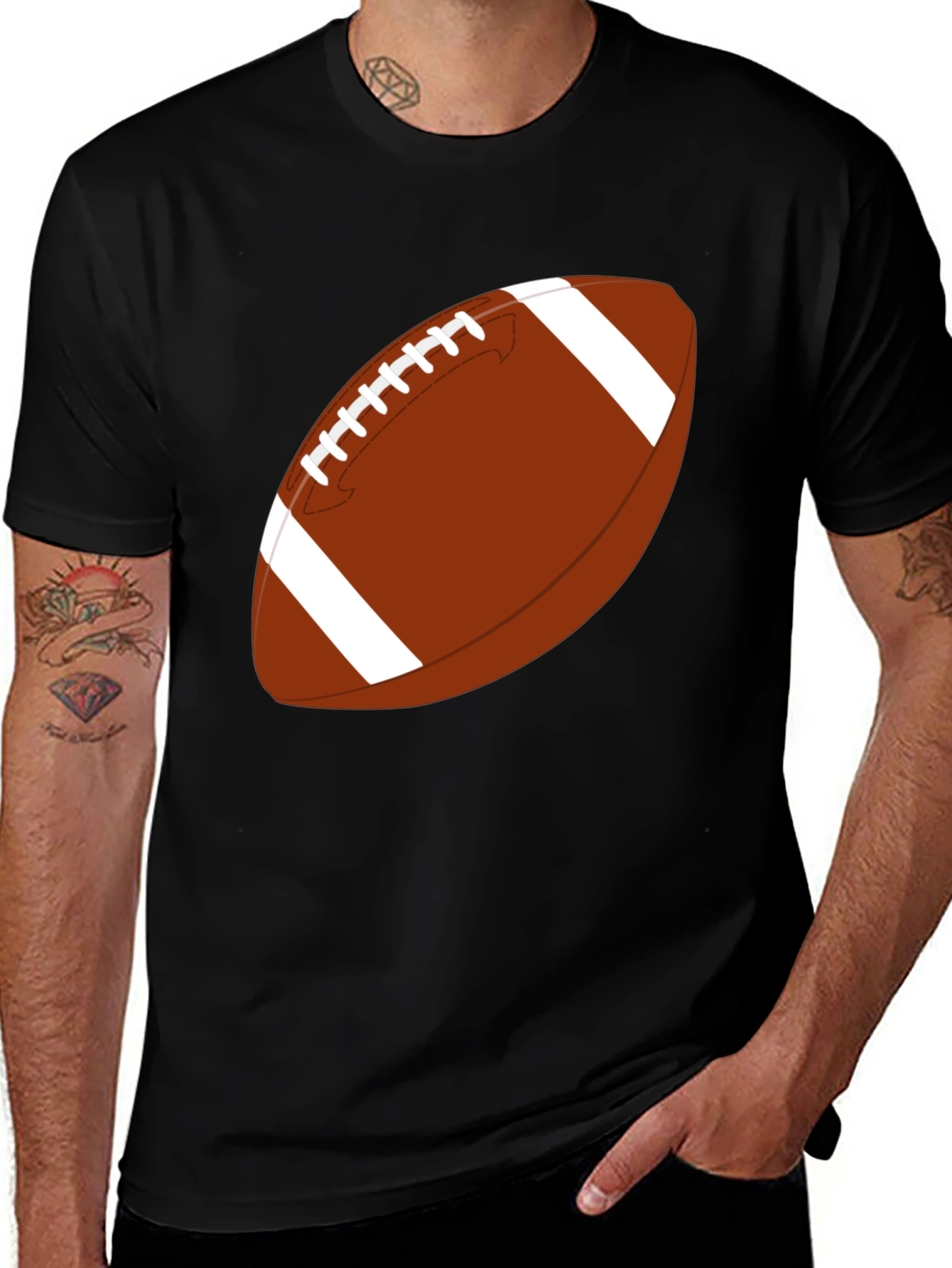 Football Graphic Tee - Black Casual T-Shirt