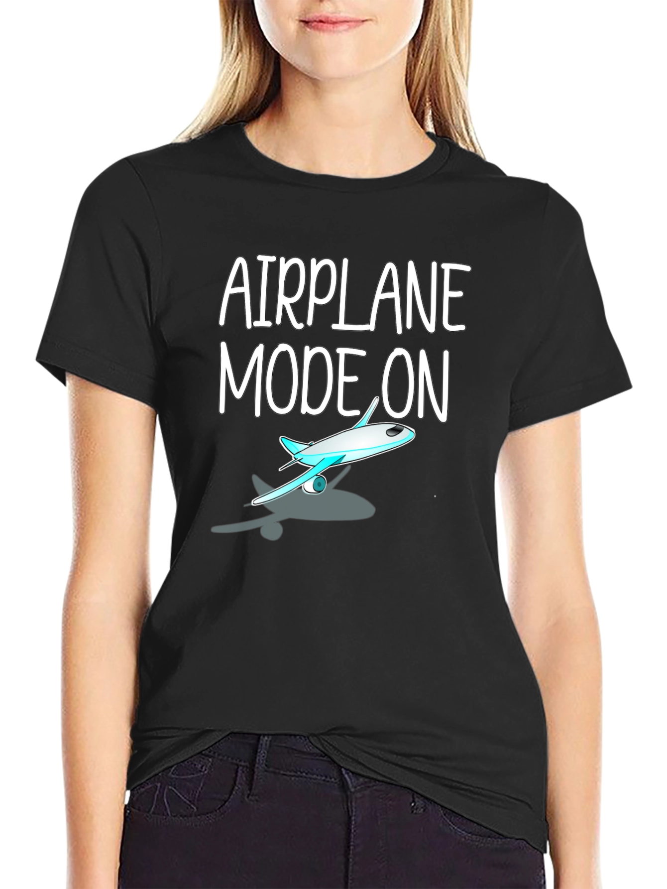 Airplane Mode On Black T-Shirt