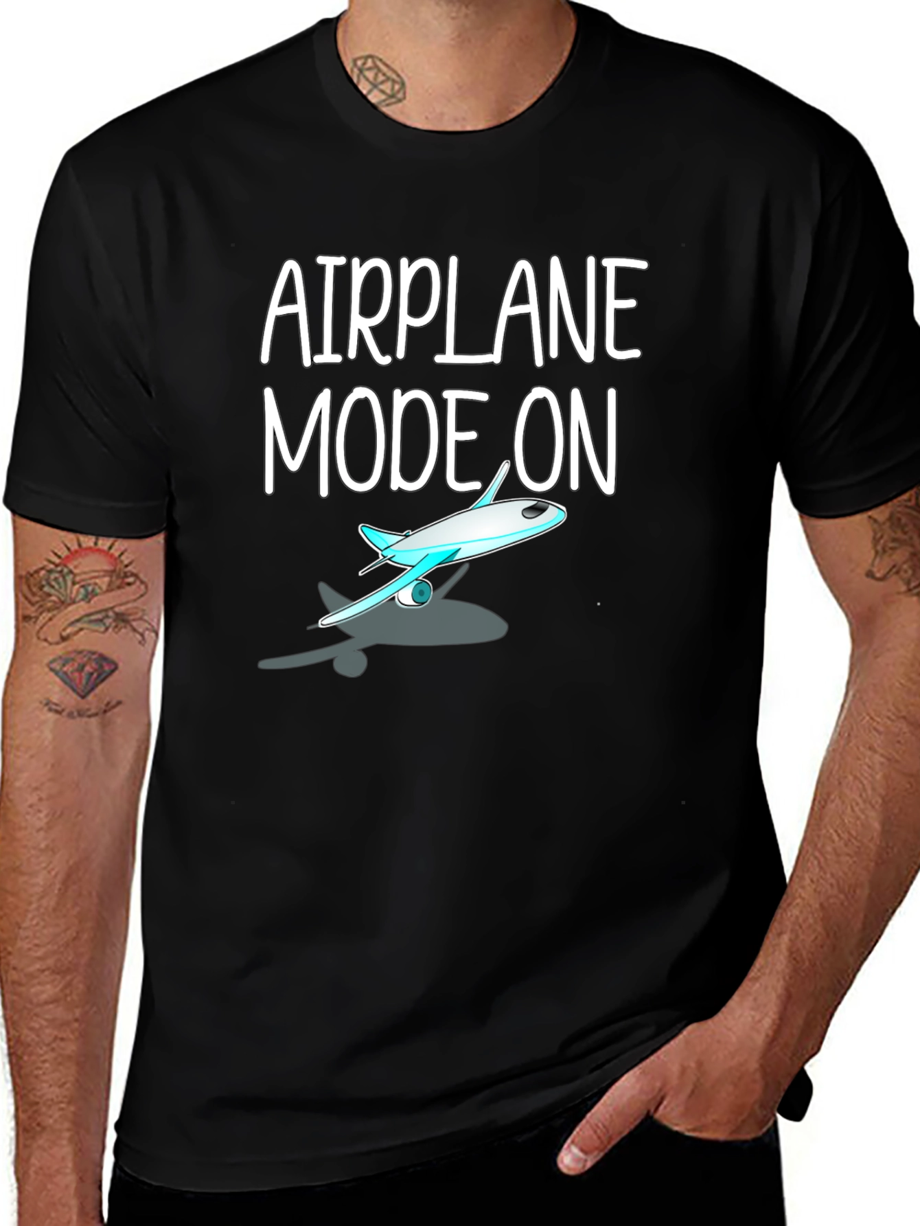 Airplane Mode On Black T-Shirt
