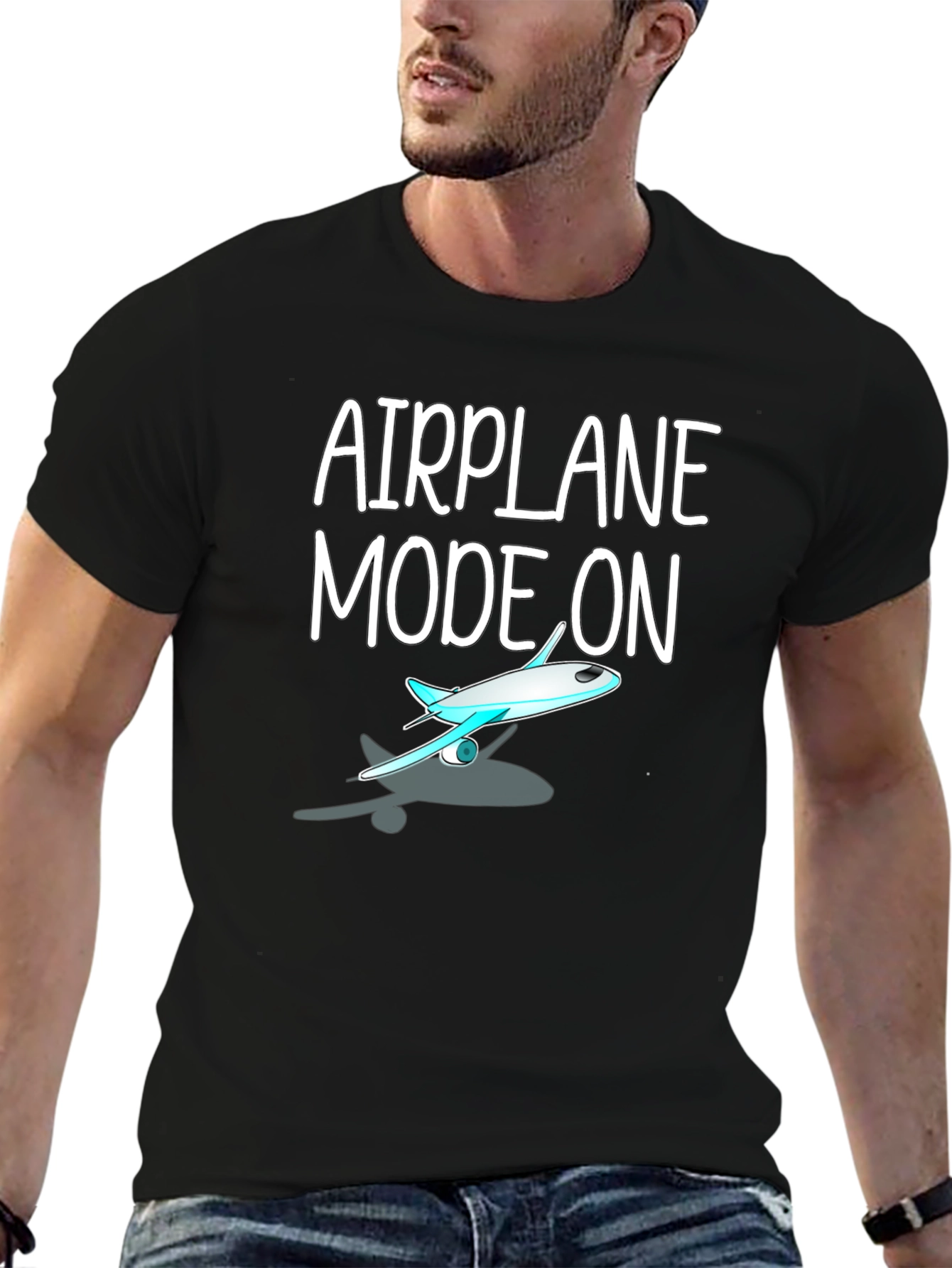 Airplane Mode On Black T-Shirt