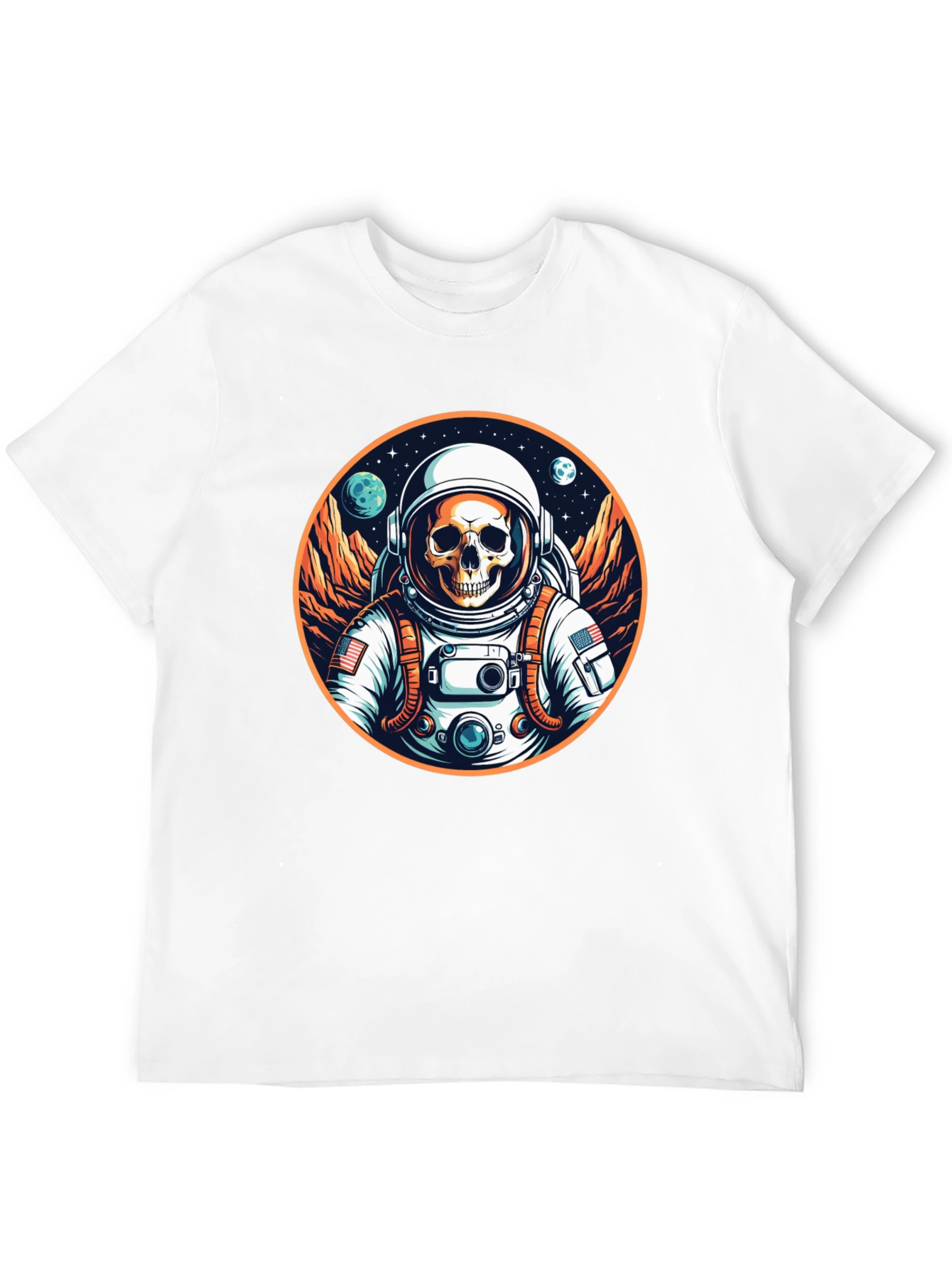 Skull Astronaut Graphic Tee - Outer Space Fashion